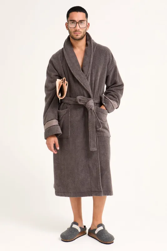 Mister You Bamboo Towelling Robe in Smoke Grey sold by Pretty You London
