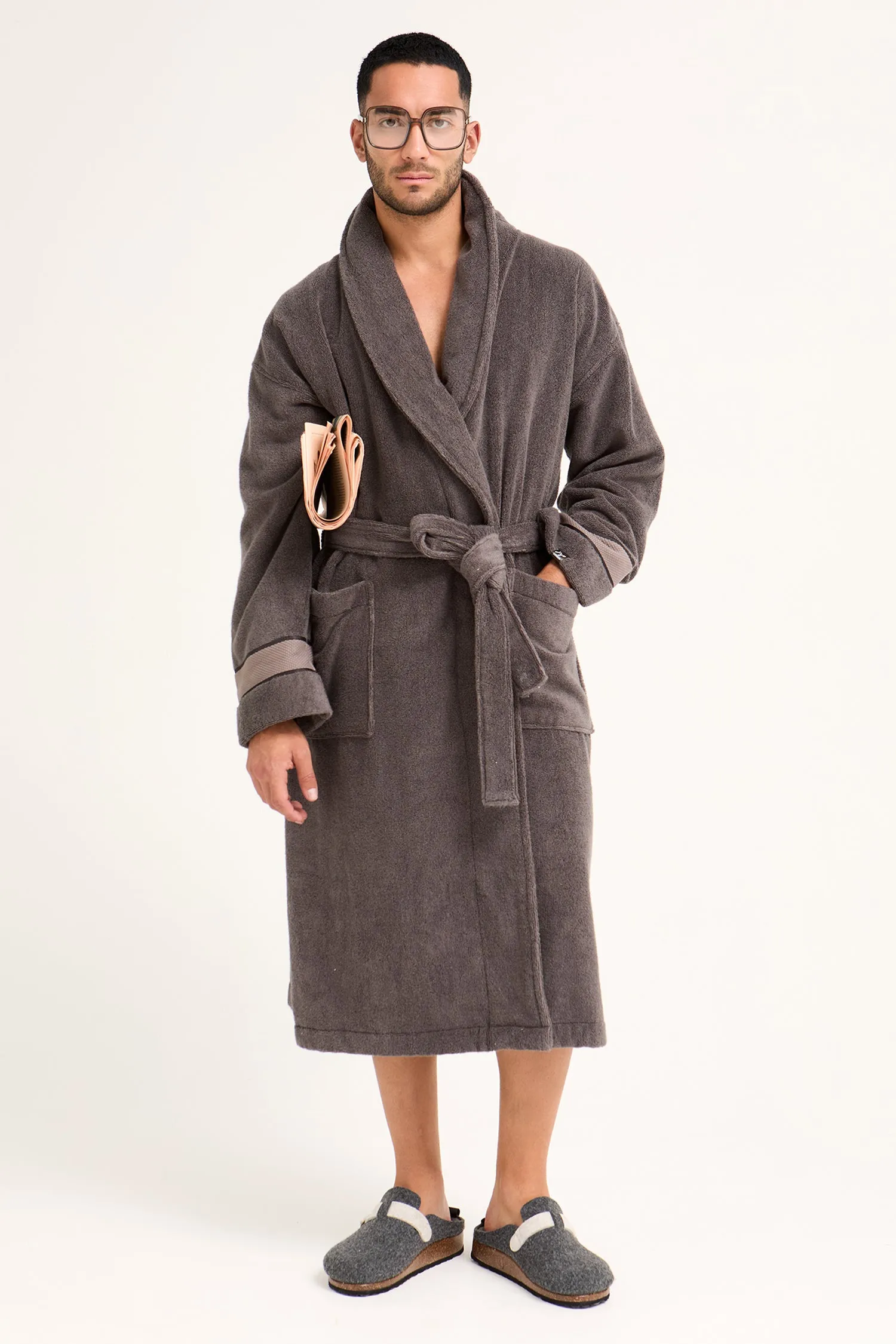 Mister You Bamboo Towelling Robe in Smoke Grey sold by Pretty You London