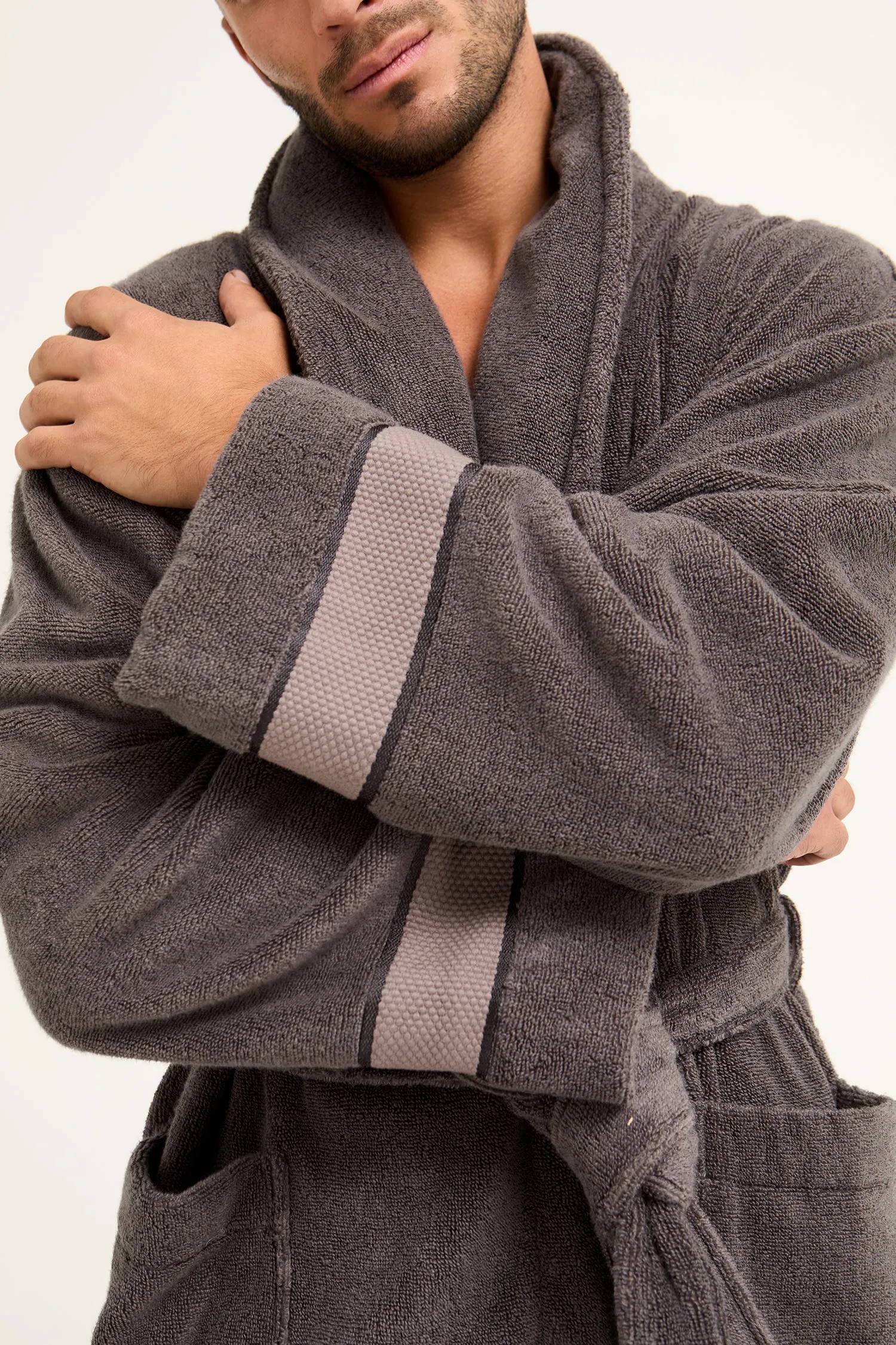 Mister You Bamboo Towelling Robe in Smoke Grey sold by Pretty You London product image thumbnail 2
