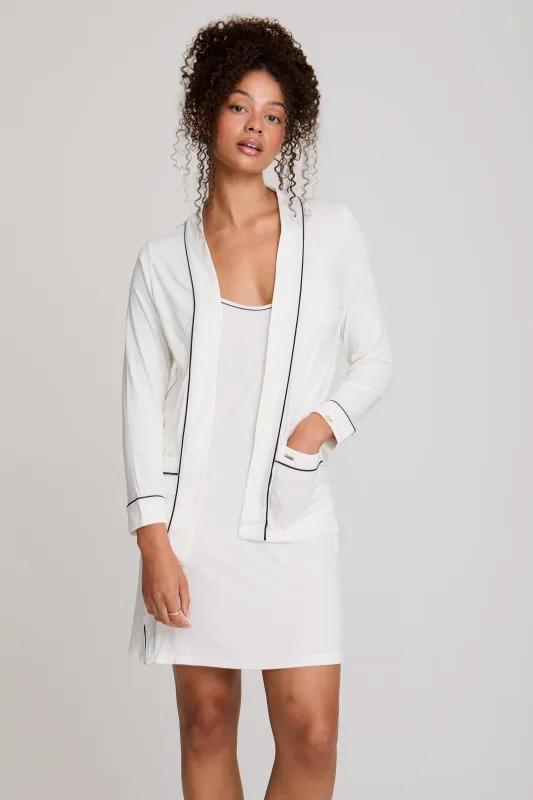 Bamboo Nightwear Jacket in Cream made by Pretty You London