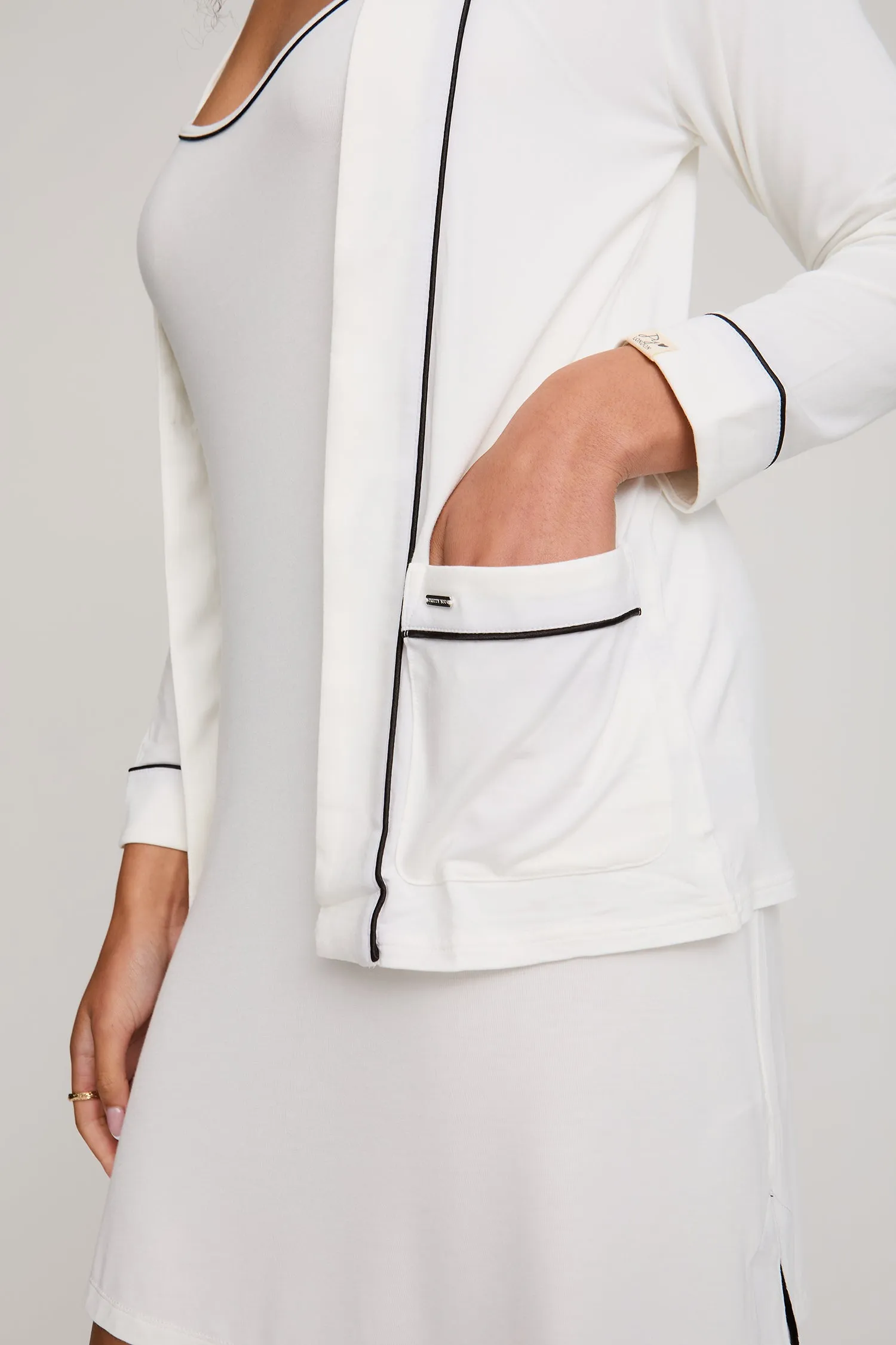 Bamboo Nightwear Jacket in Cream sold by Pretty You London product image thumbnail 2