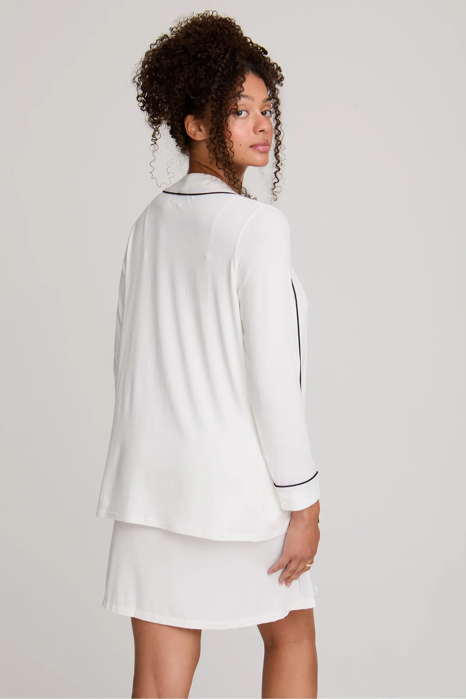 Bamboo Nightwear Jacket in Cream sold by Pretty You London product image thumbnail 3