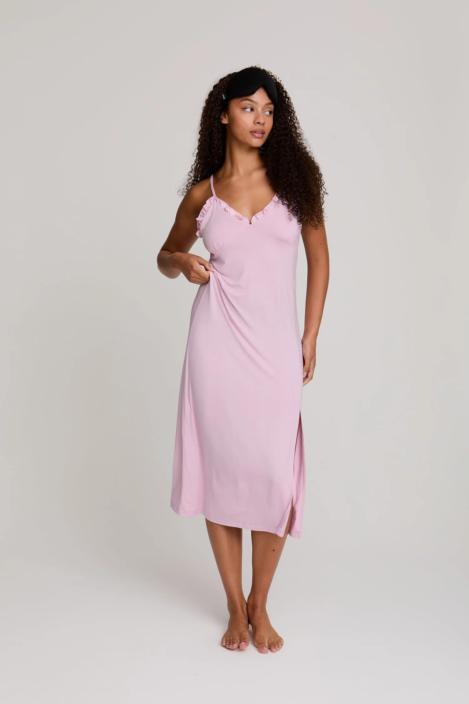 Bamboo Frill Chemise in Blush sold by Pretty You London product image thumbnail 4