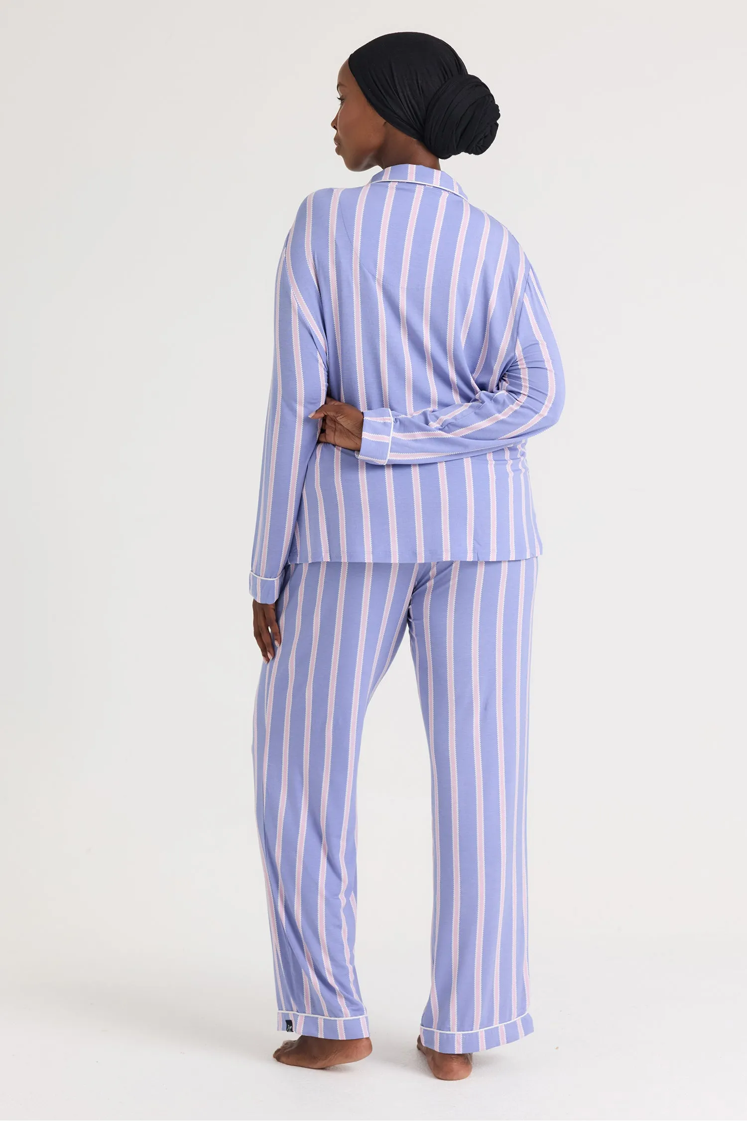 Bamboo Pajama Set in Heather Stripe sold by Pretty You London product image thumbnail 3