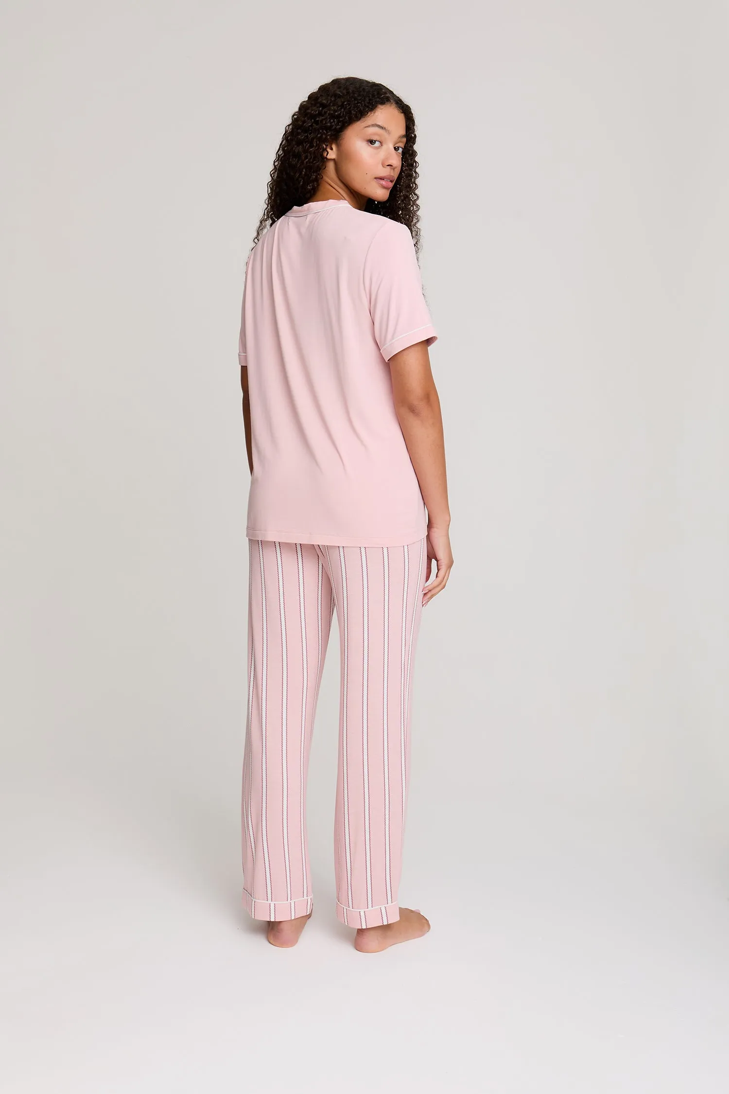 Bamboo Tee and Trouser Set in Blush Stripe sold by Pretty You London product image thumbnail 3