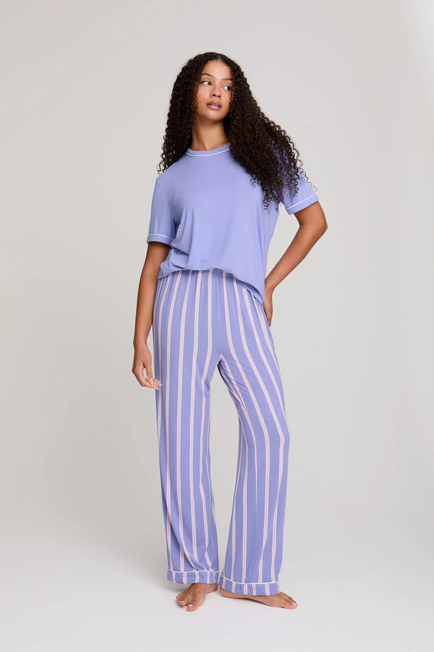 Bamboo Tee and Trouser Set in Heather Stripe sold by Pretty You London product image thumbnail 5