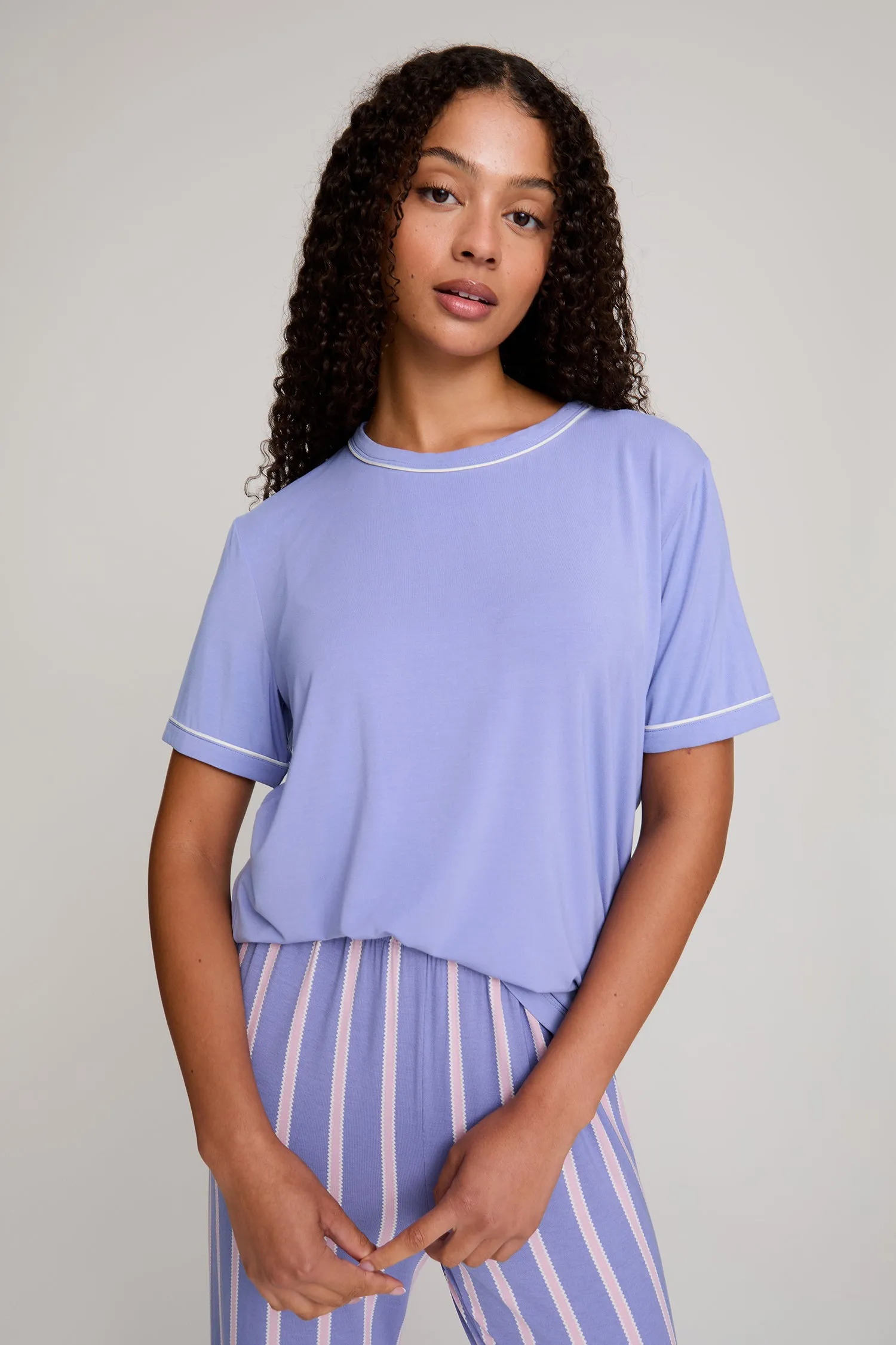 Bamboo Tee and Trouser Set in Heather Stripe sold by Pretty You London product image thumbnail 2