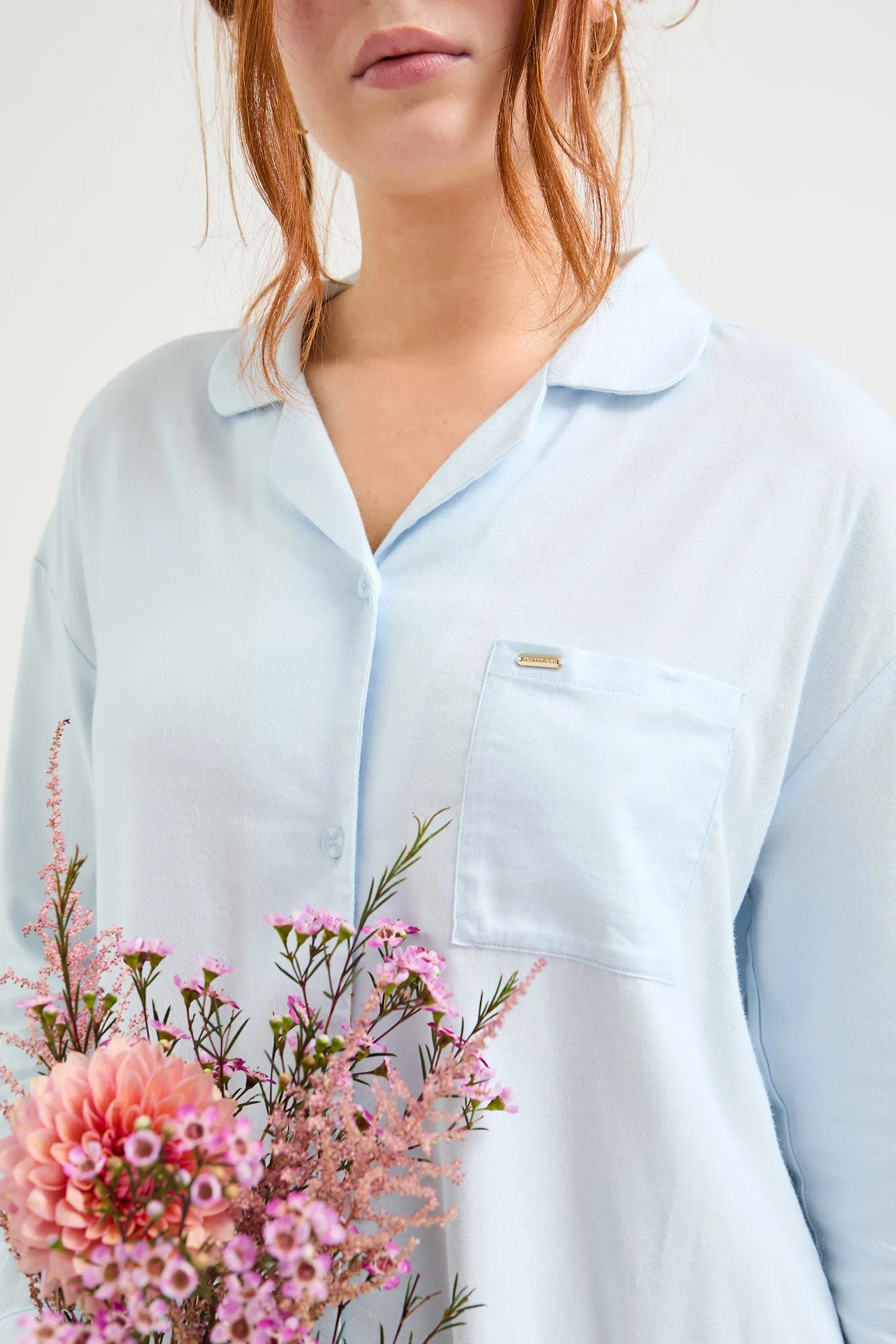 Cotton Modal Relaxed Nightshirt in Sky Blue sold by Pretty You London product image thumbnail 2