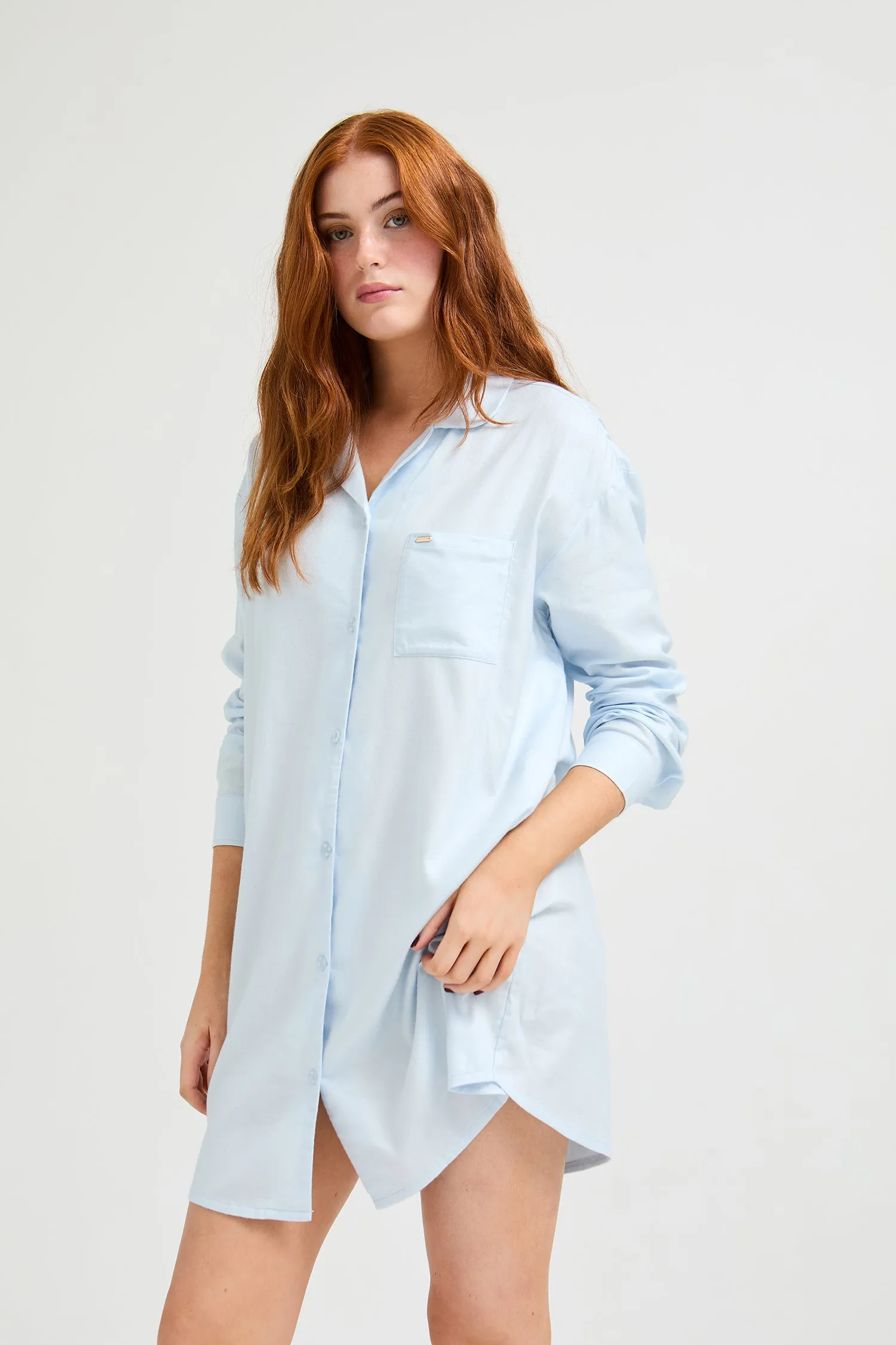 Cotton Modal Relaxed Nightshirt in Sky Blue sold by Pretty You London product image thumbnail 4
