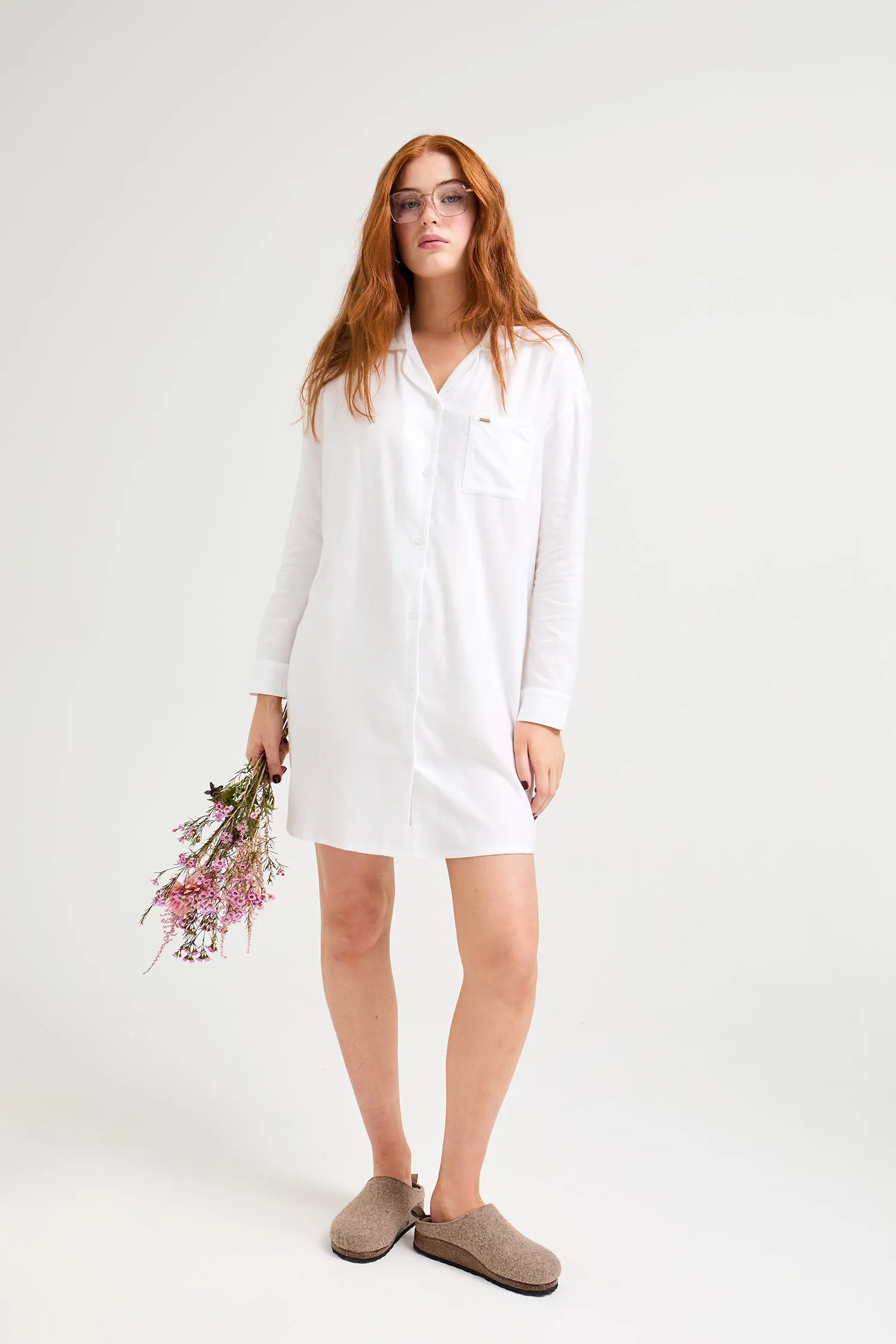 Cotton Modal Relaxed Nightshirt in White sold by Pretty You London product image thumbnail 4