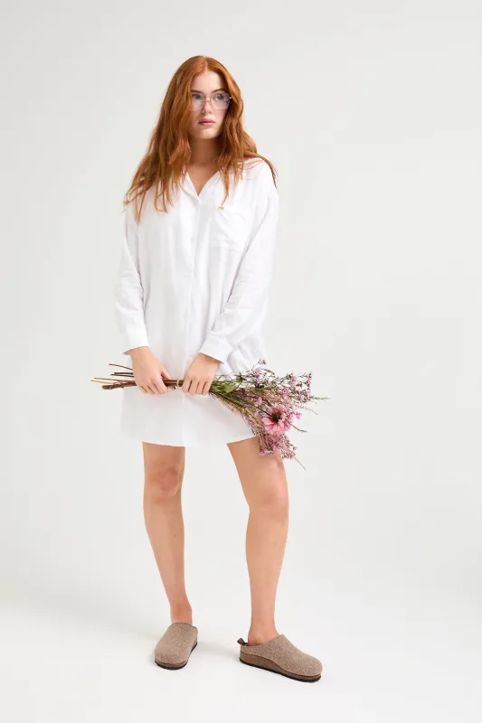 Cotton Modal Relaxed Nightshirt in White sold by Pretty You London