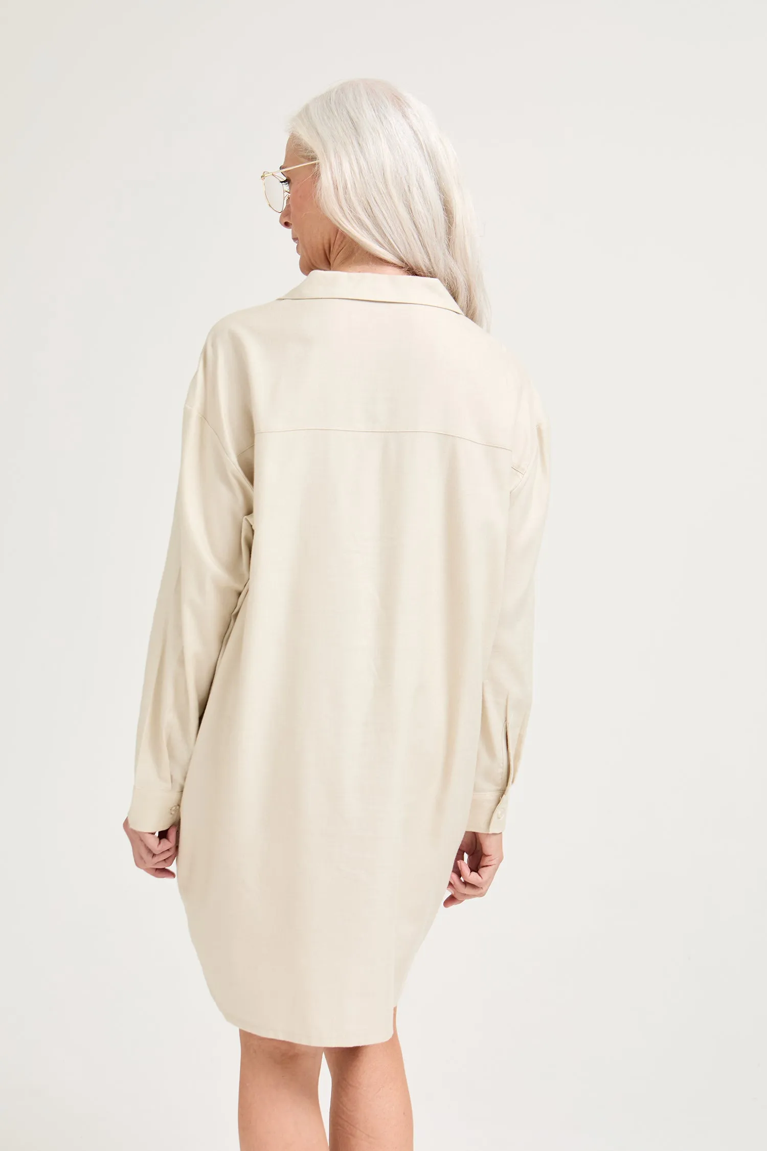 Cotton Modal Relaxed Nightshirt in Natural sold by Pretty You London product image thumbnail 3