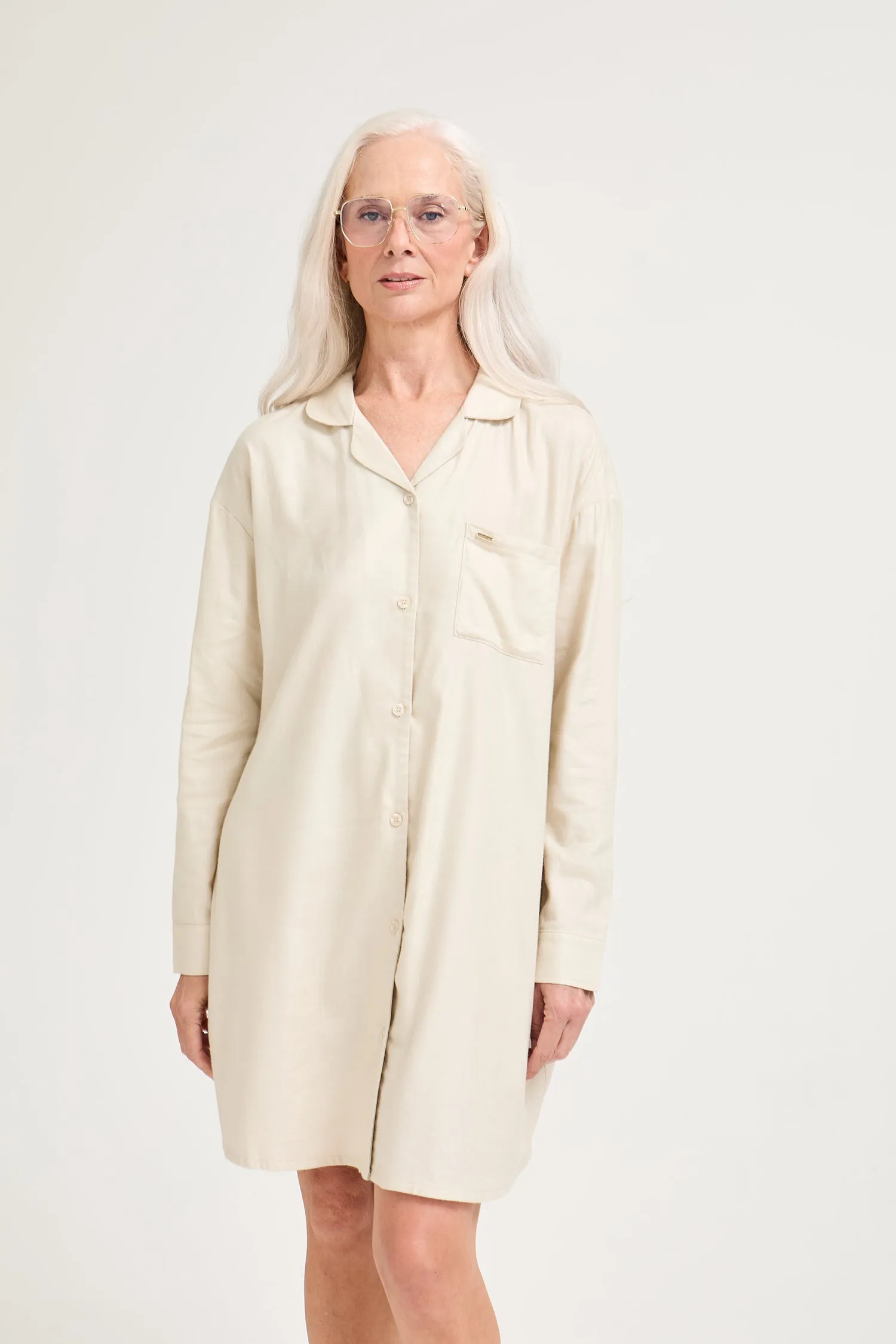 Cotton Modal Relaxed Nightshirt in Natural sold by Pretty You London product image thumbnail 4