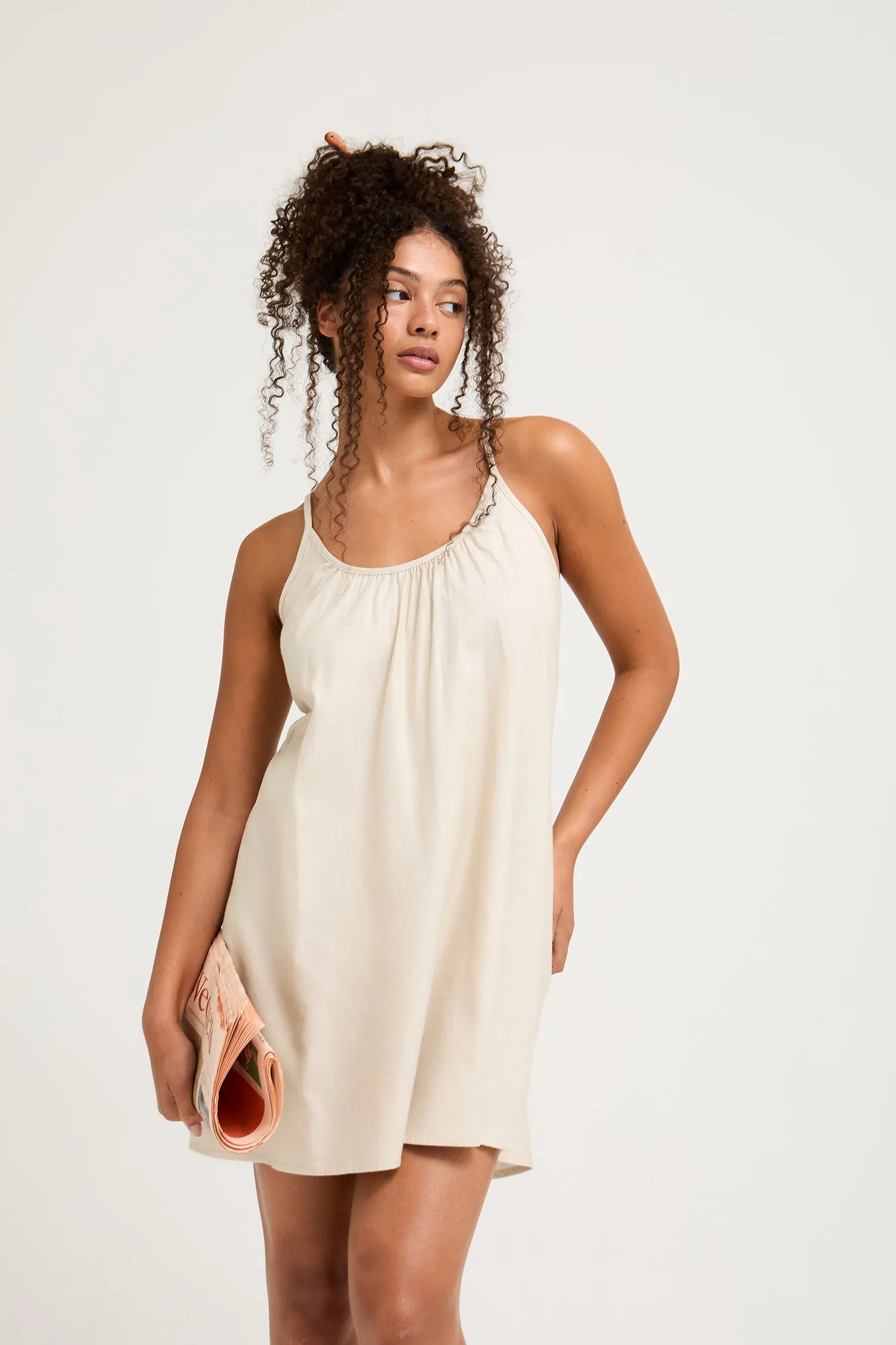 Cotton Modal Swing Chemise in Natural sold by Pretty You London