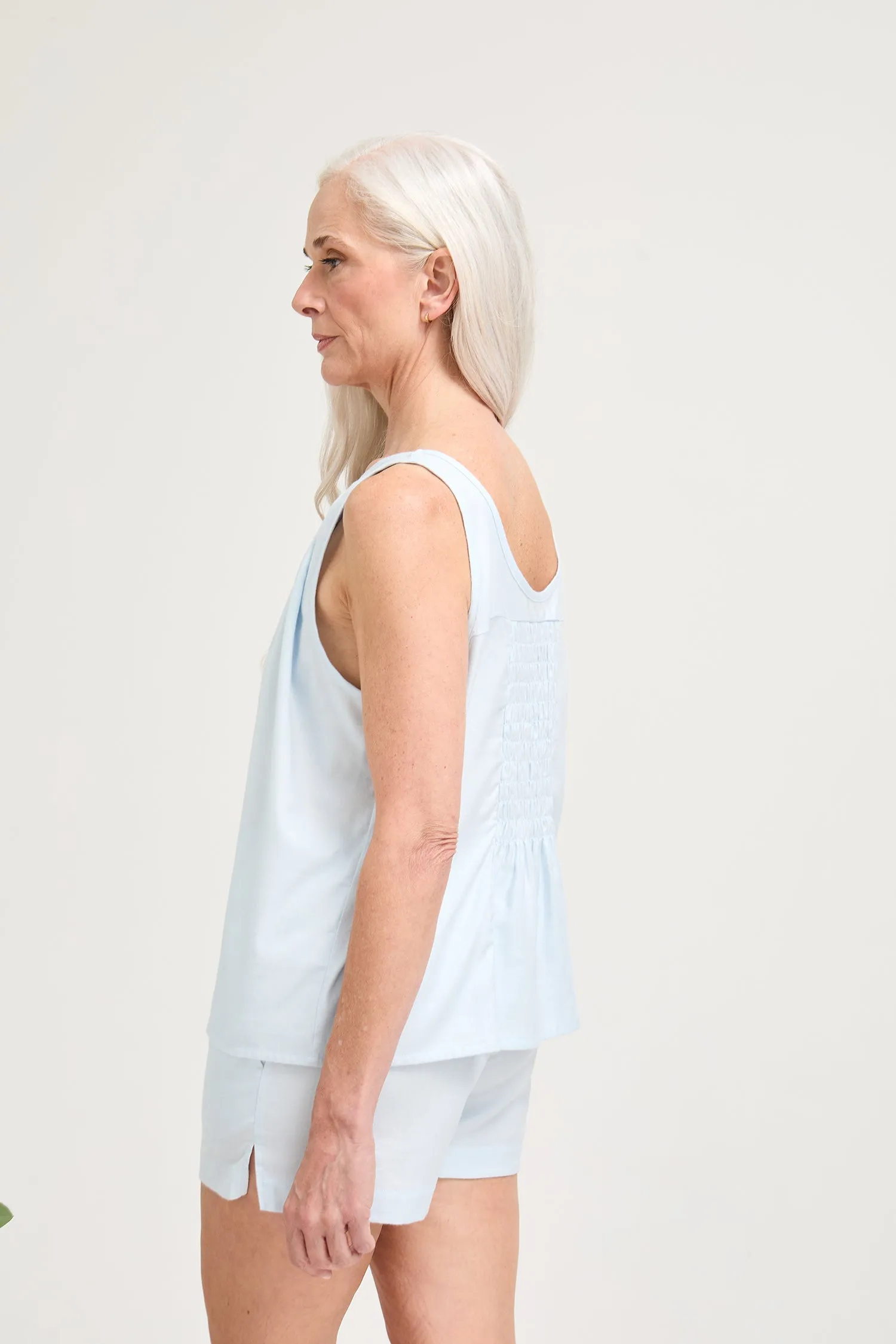 Cotton Modal Vest Short Set in Sky Blue sold by Pretty You London product image thumbnail 4
