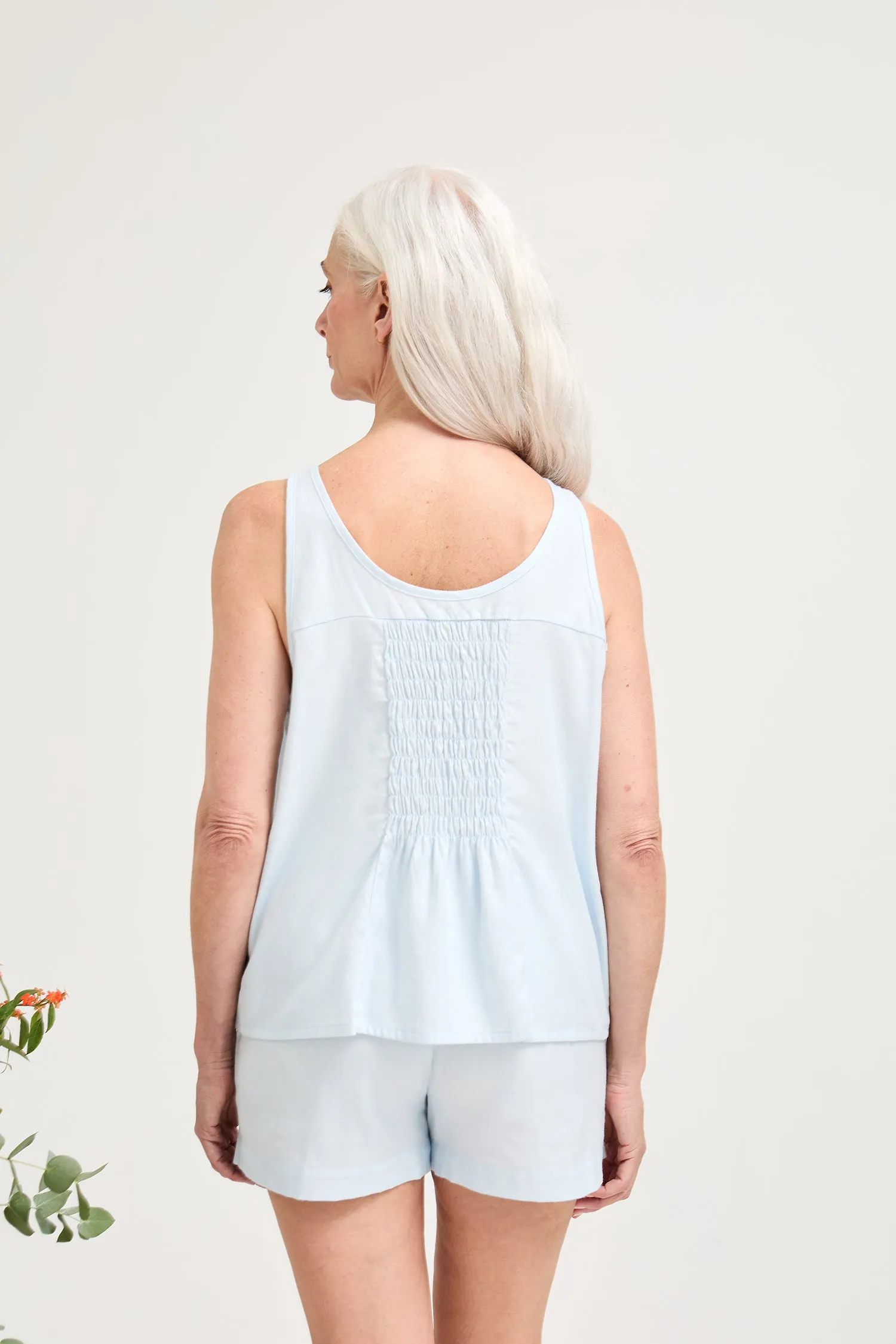 Cotton Modal Vest Short Set in Sky Blue sold by Pretty You London product image thumbnail 3