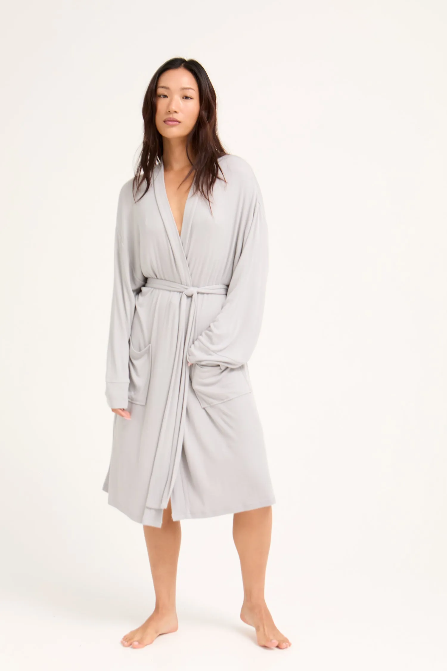 EcoVero Ribbed Robe in Grey sold by Pretty You London product image thumbnail 4