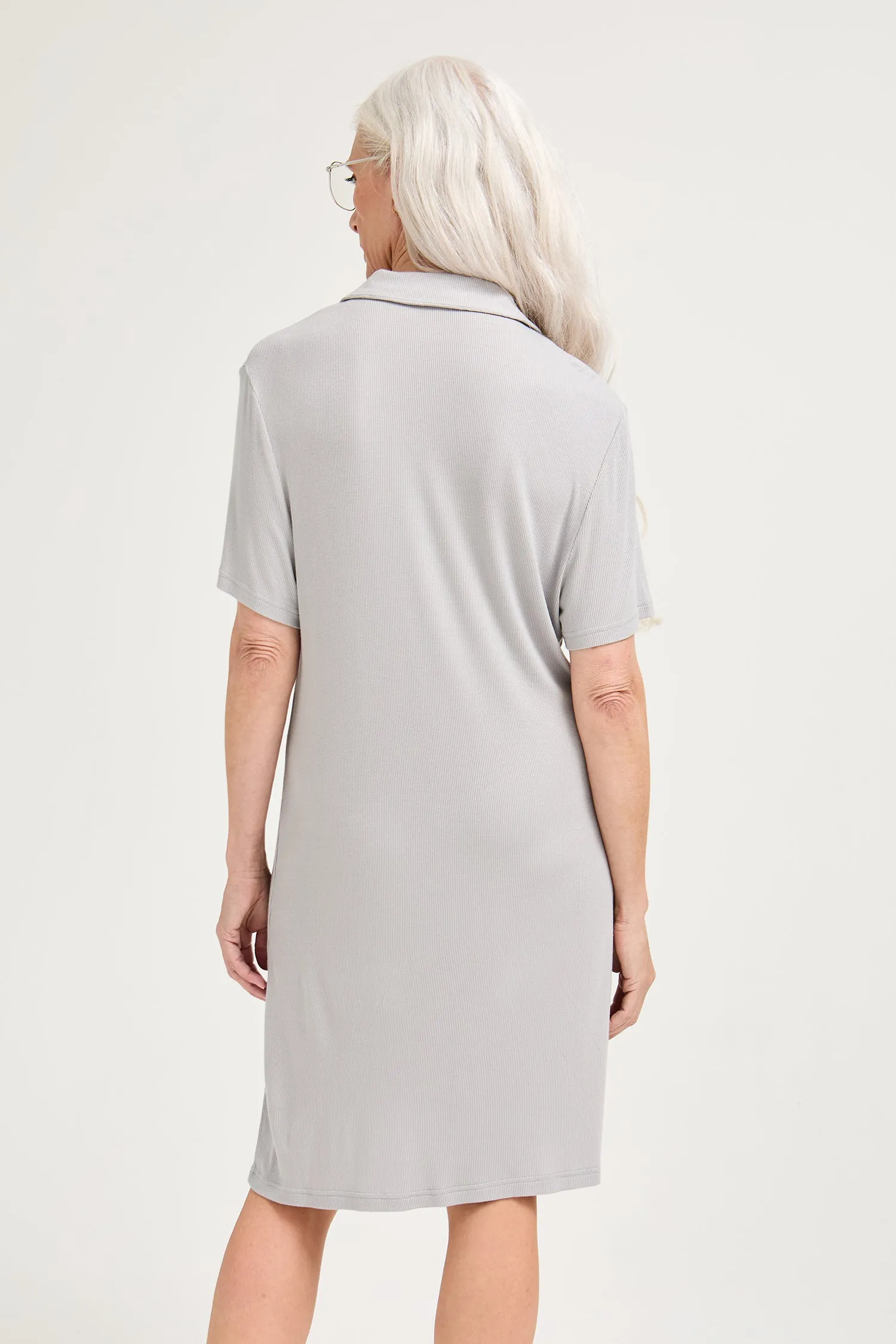 EcoVero Ribbed Nightshirt in Grey sold by Pretty You London product image thumbnail 3