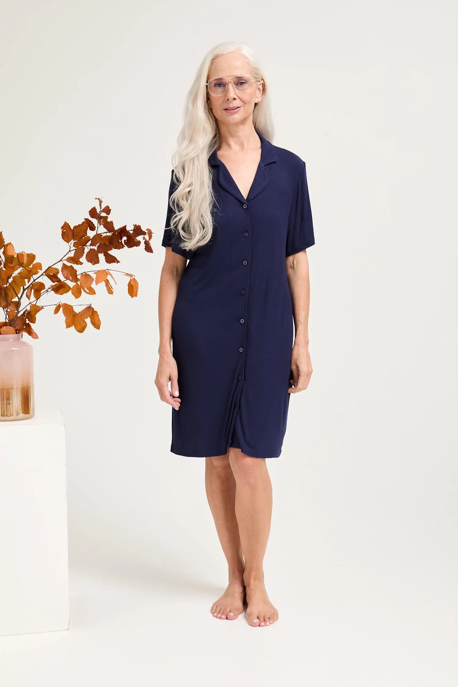 EcoVero Ribbed Nightshirt in Midnight sold by Pretty You London product image thumbnail 4