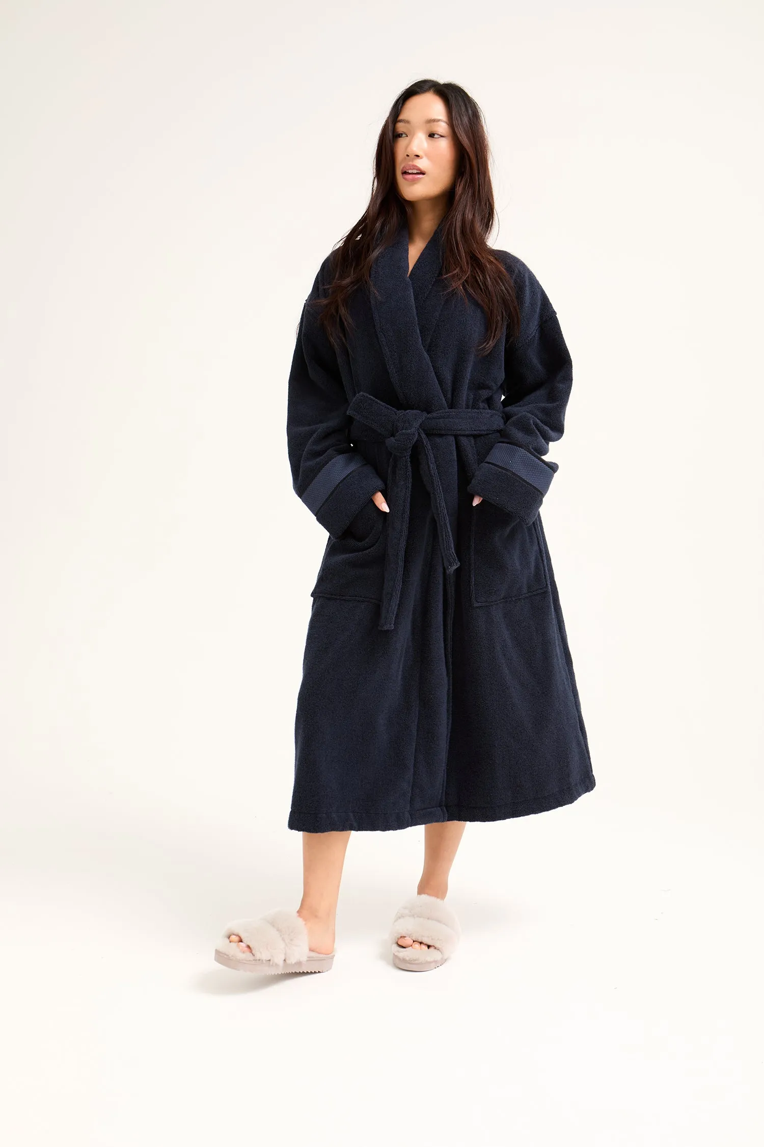 Bamboo Towelling Robe in Midnight sold by Pretty You London product image thumbnail 5