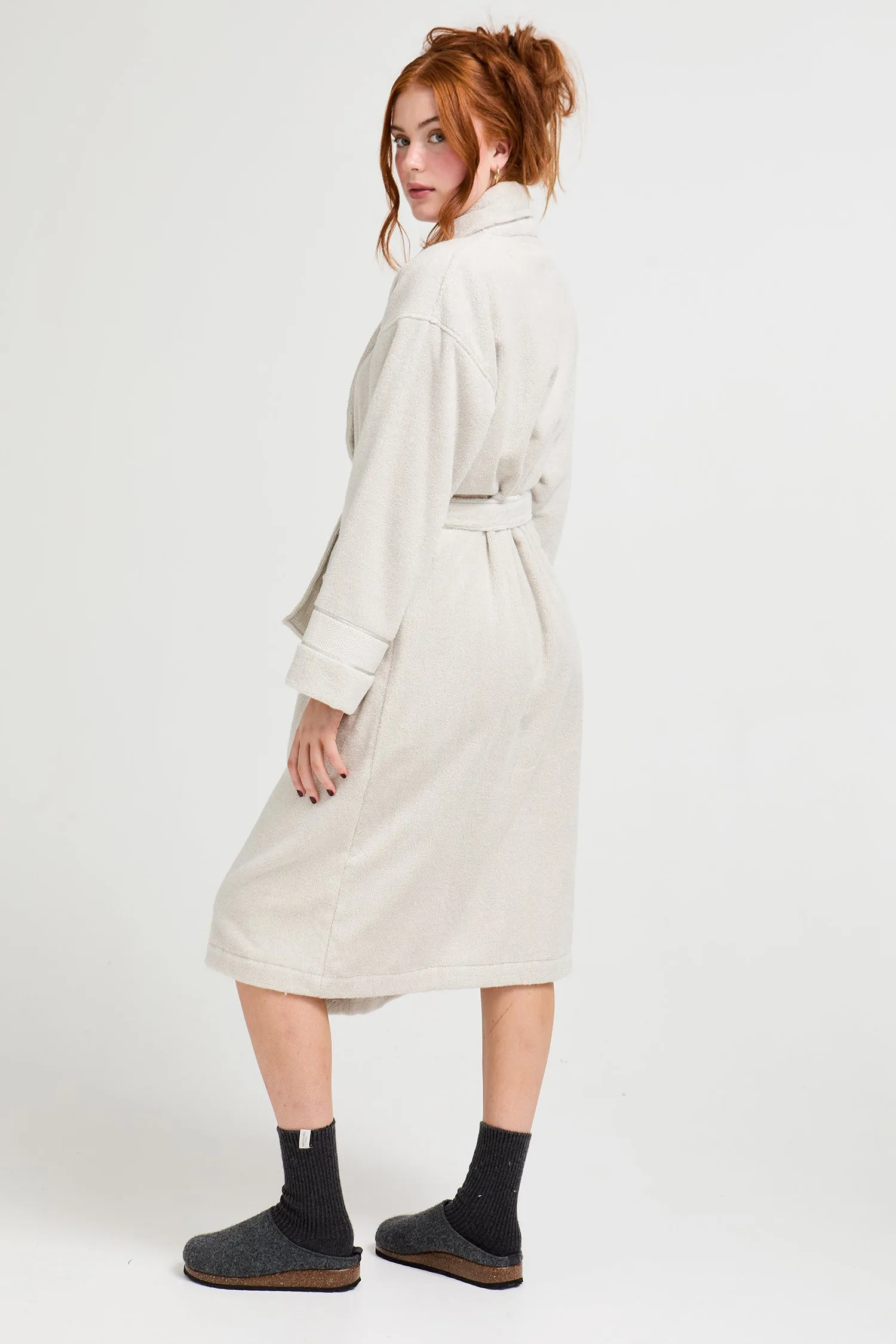 Bamboo Towelling Robe in Light Grey sold by Pretty You London product image thumbnail 3