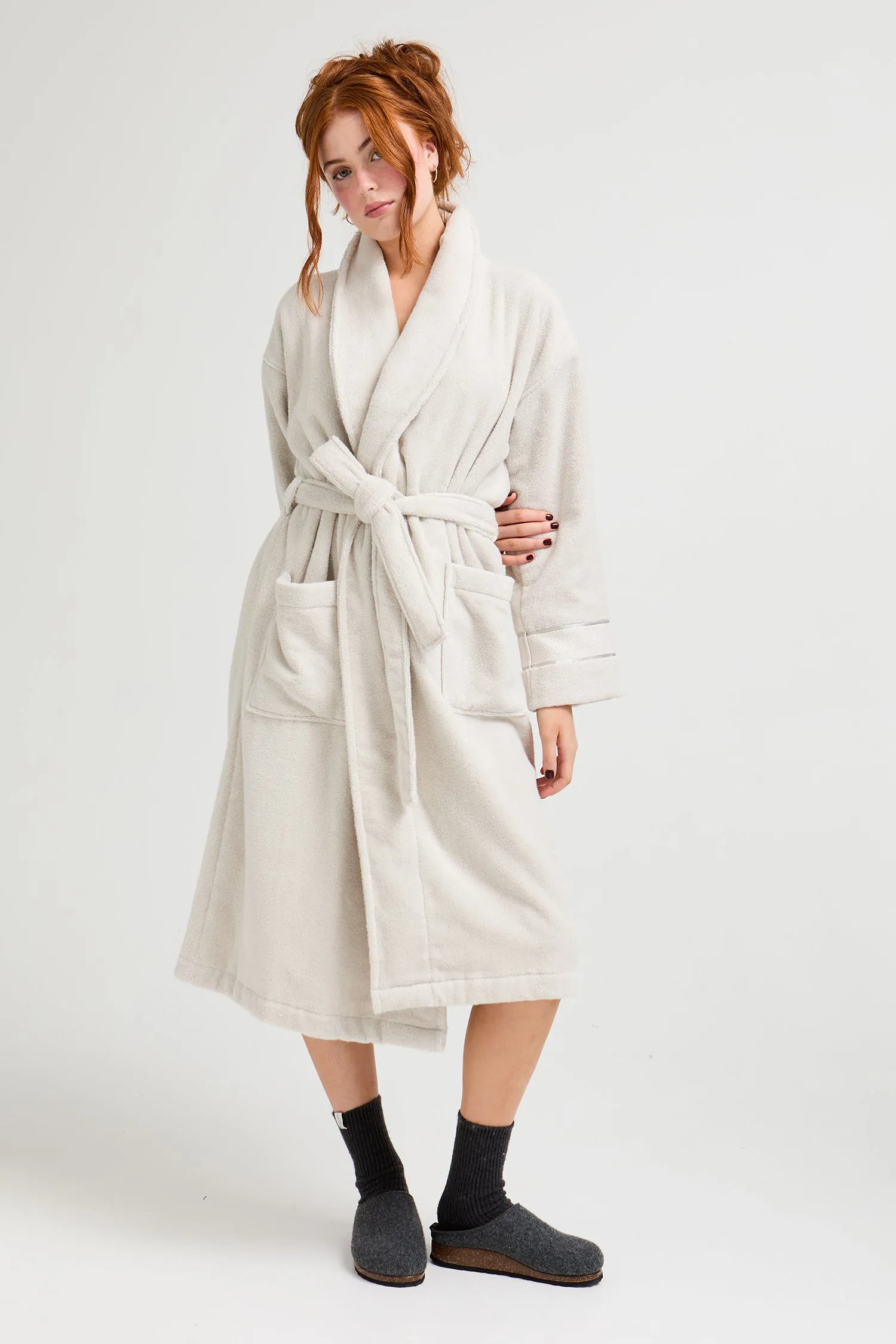 Bamboo Towelling Robe in Light Grey sold by Pretty You London product image thumbnail 4