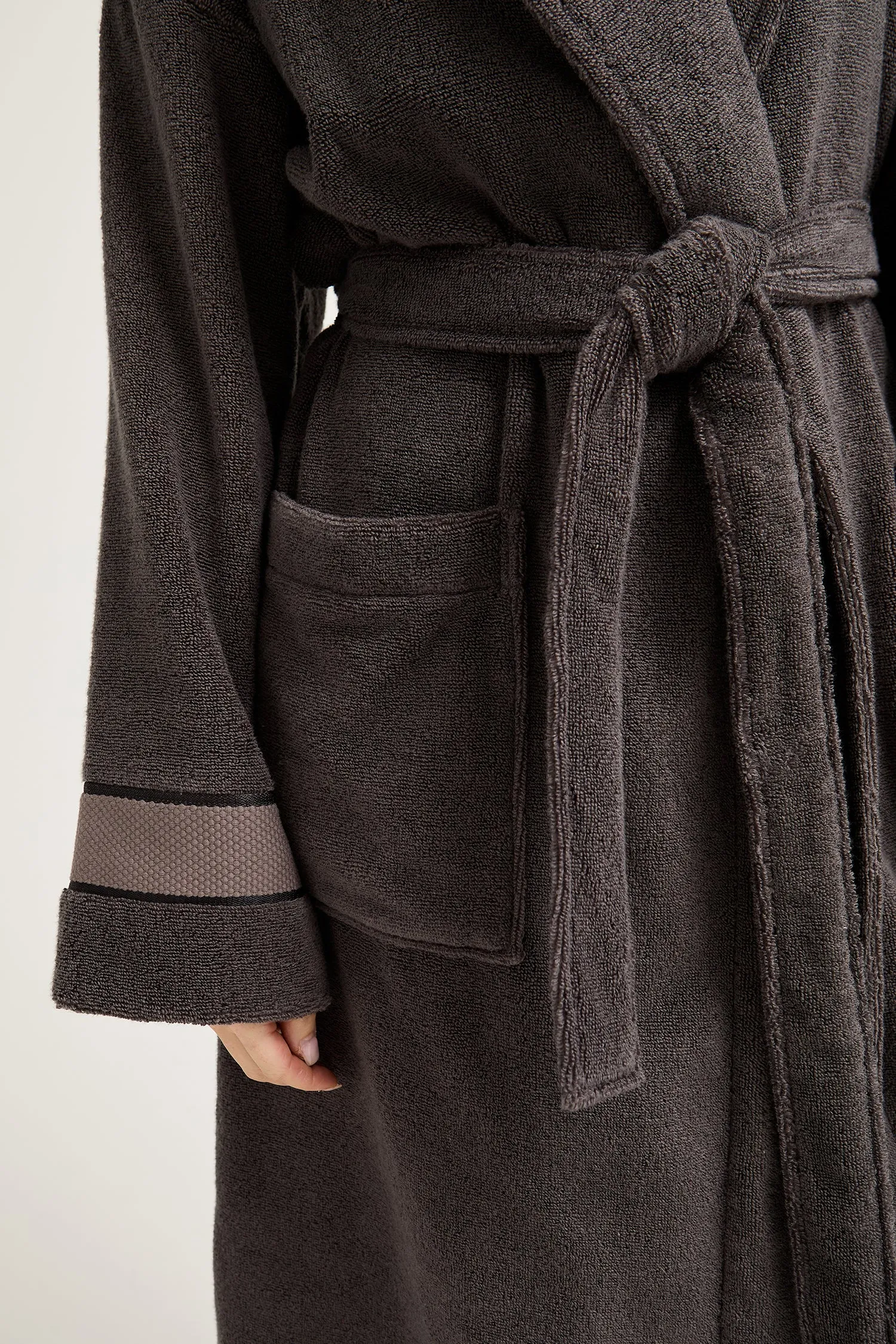 Bamboo Towelling Robe in Smoke Grey sold by Pretty You London product image thumbnail 2