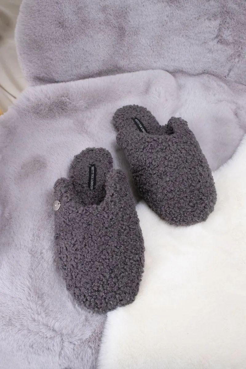 Carla Mule Slippers in Charcoal sold by Pretty You London product image thumbnail 2