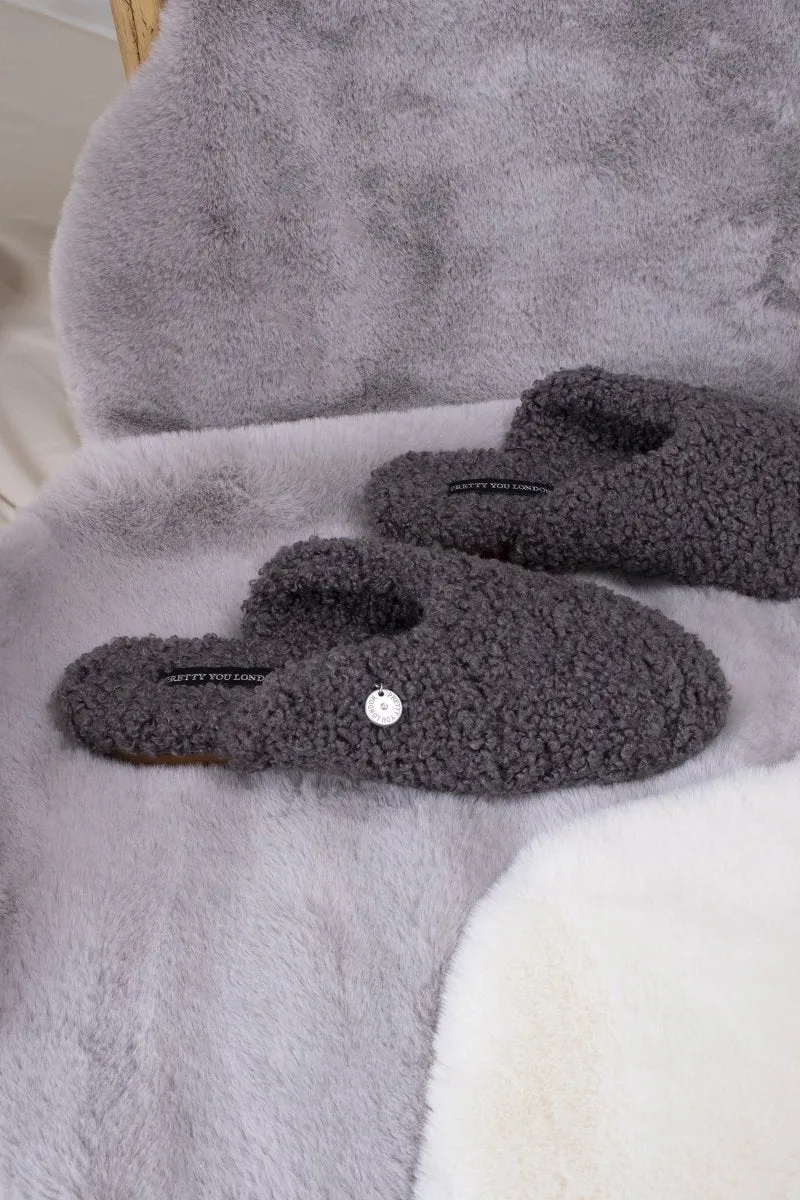 Carla Mule Slippers in Charcoal sold by Pretty You London product image thumbnail 4