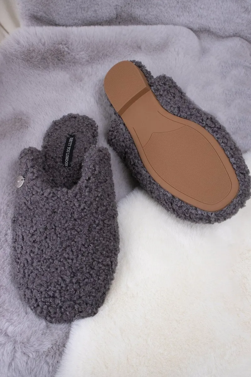 Carla Mule Slippers in Charcoal sold by Pretty You London product image thumbnail 3