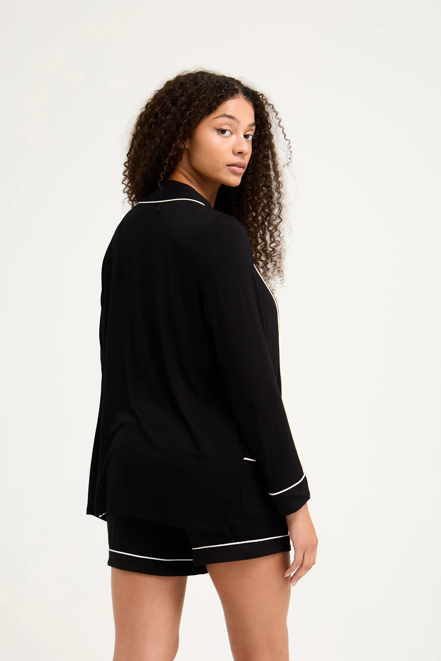 Bamboo Nightwear Jacket in Black sold by Pretty You London product image thumbnail 3