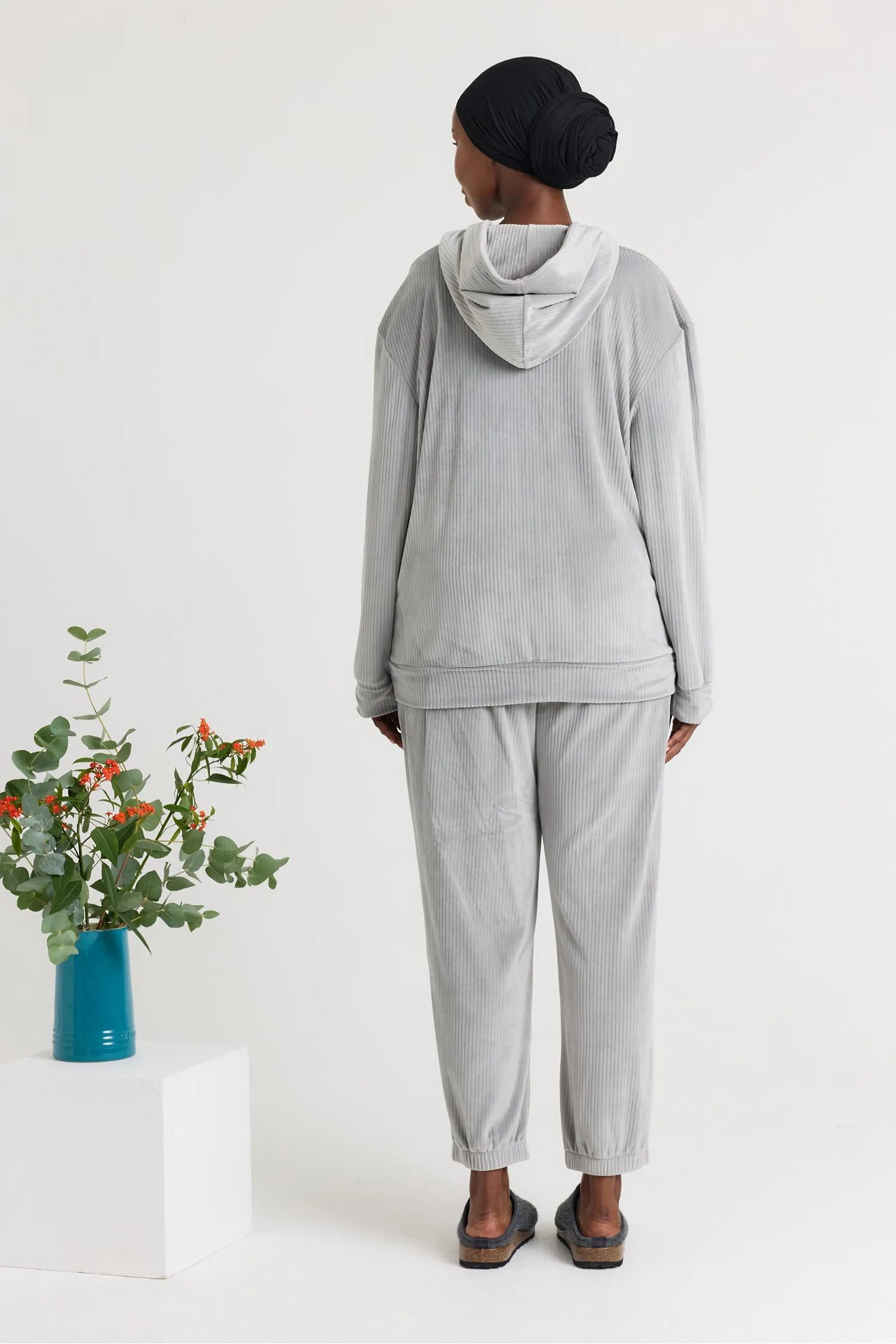 Velour Hoody Jogger Set in Grey sold by Pretty You London product image thumbnail 3