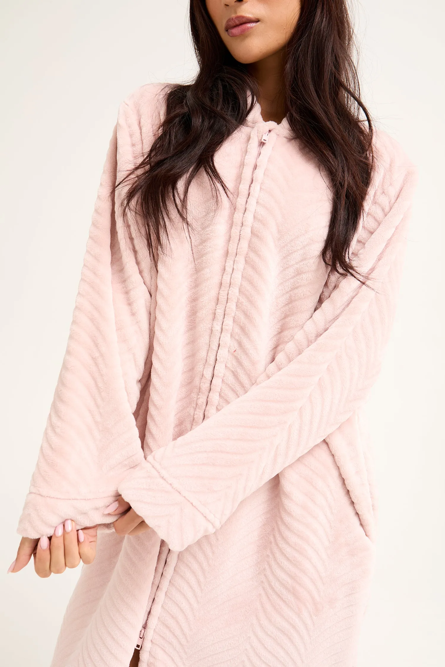 Cosy Chevron Housecoat in Rose sold by Pretty You London product image thumbnail 2