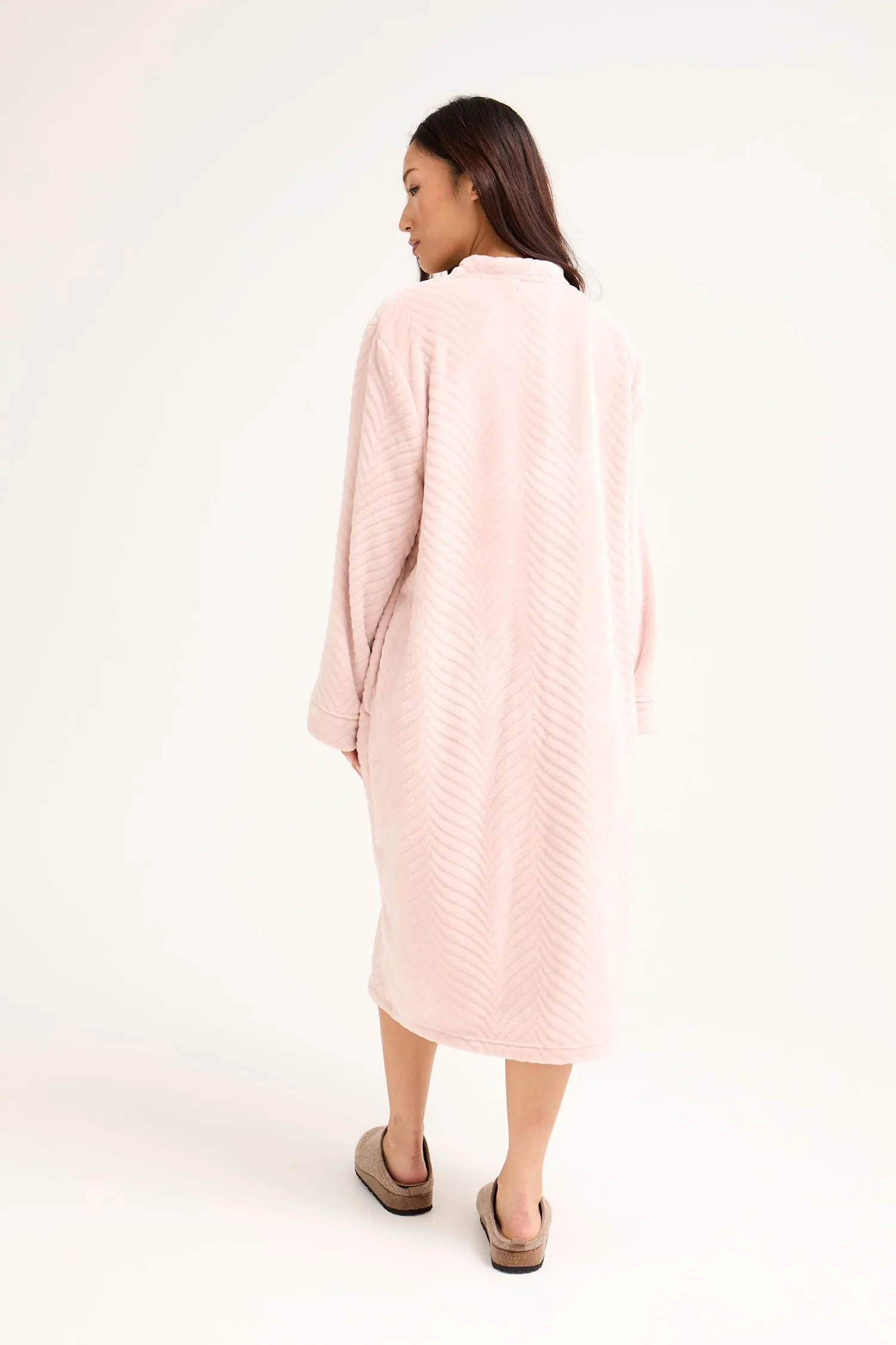 Cosy Chevron Housecoat in Rose sold by Pretty You London product image thumbnail 3
