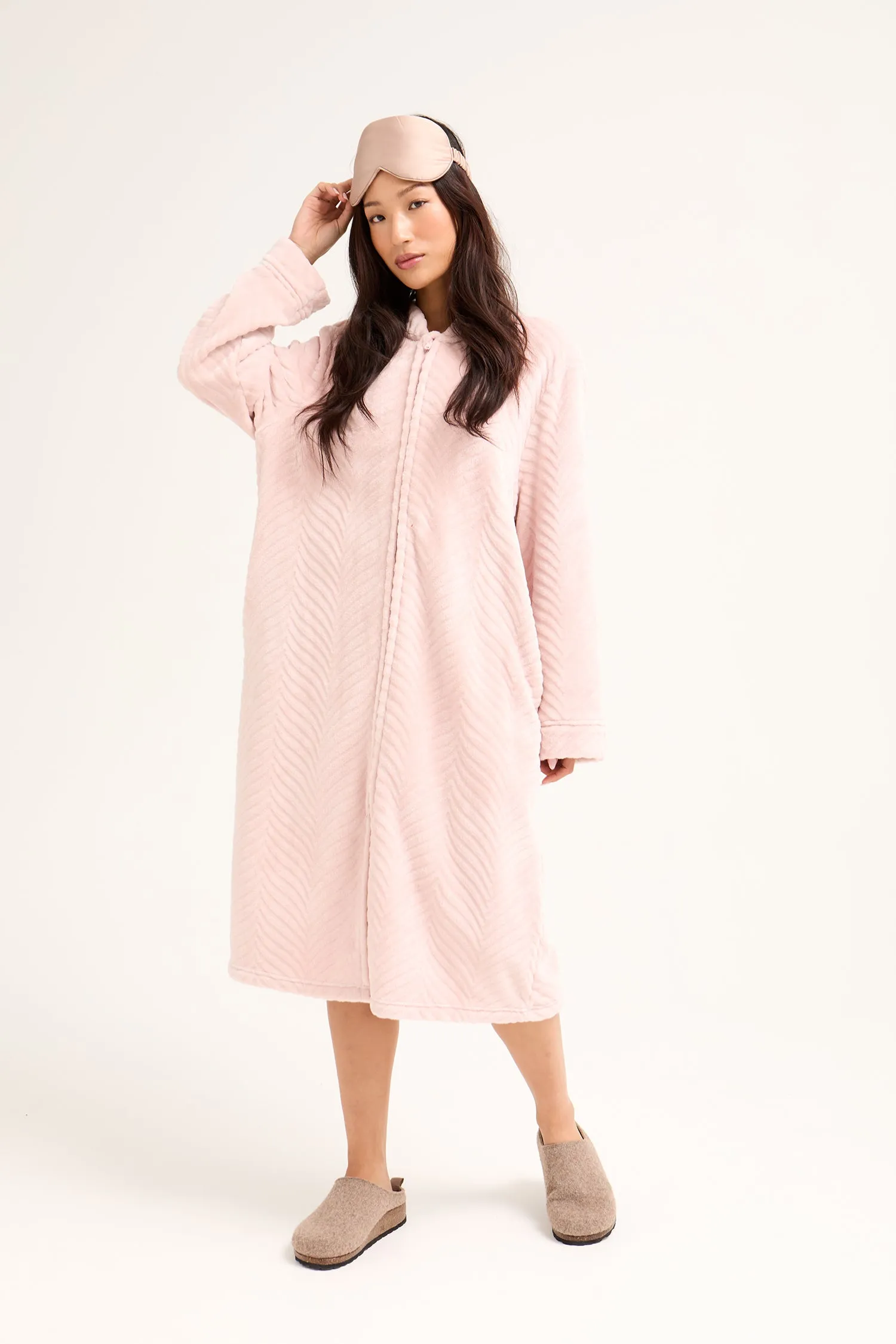 Cosy Chevron Housecoat in Rose sold by Pretty You London product image thumbnail 4
