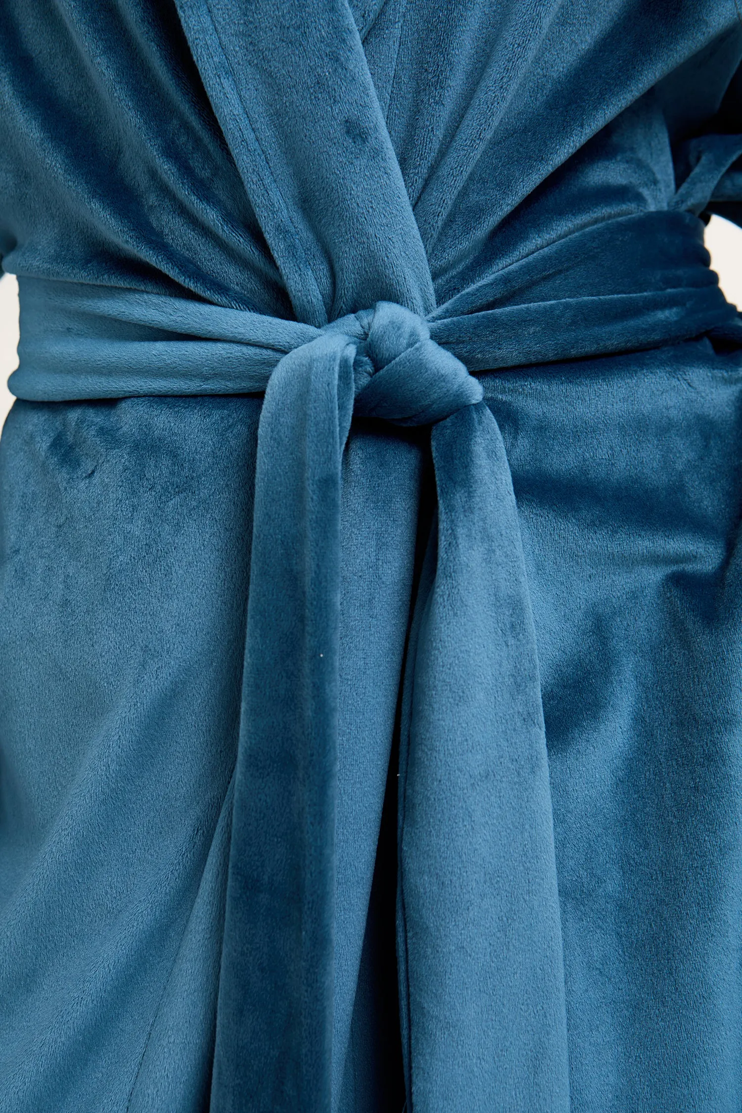 Velour Longline Dressing Gown in Teal sold by Pretty You London product image thumbnail 2
