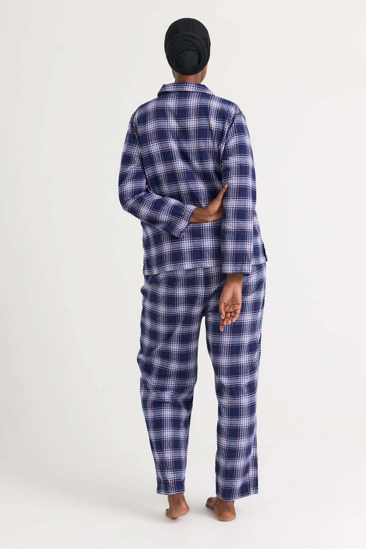 Plaid Long Pyjama Set in Midnight sold by Pretty You London product image thumbnail 3