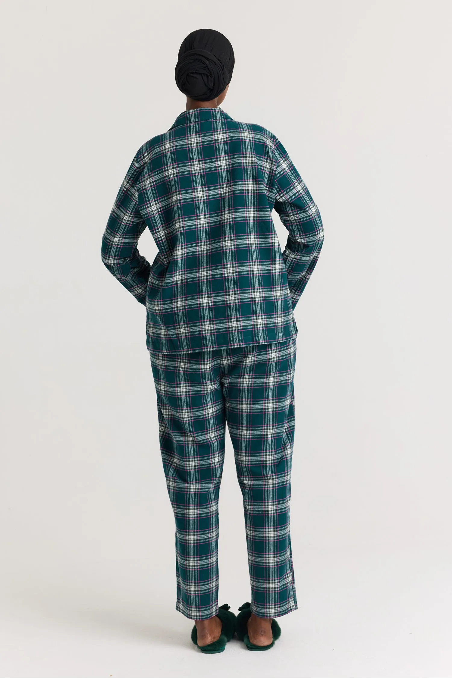 Plaid Long Pyjama Set in Green sold by Pretty You London product image thumbnail 3