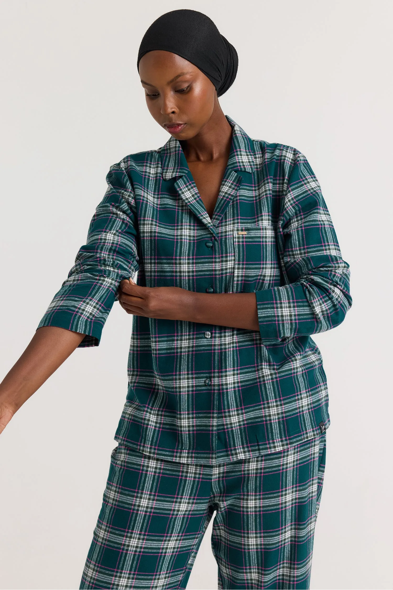 Plaid Long Pyjama Set in Green sold by Pretty You London product image thumbnail 2