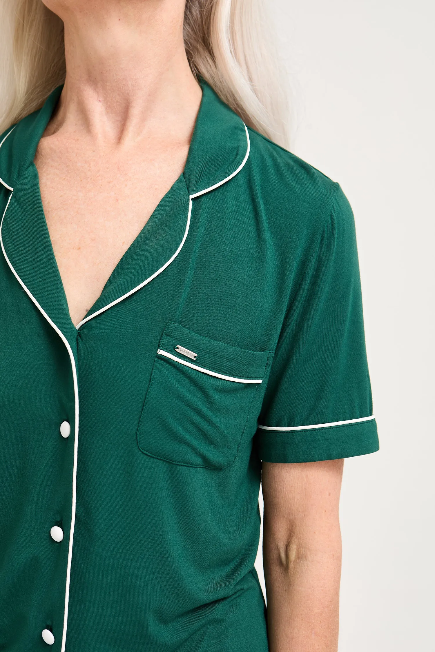 Bamboo Shirt Short Set in Green sold by Pretty You London product image thumbnail 2