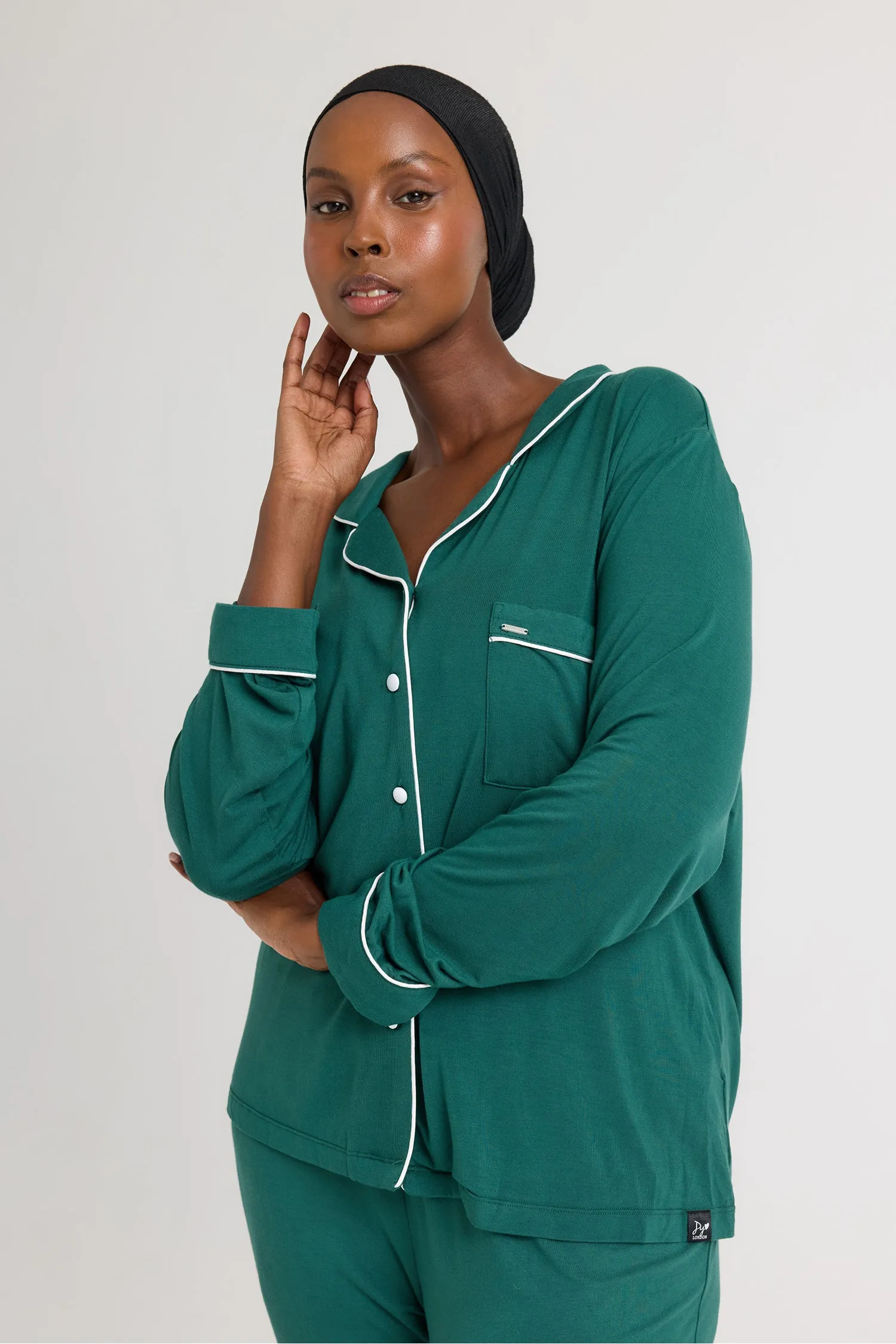 Bamboo Pajama Set in Green sold by Pretty You London product image thumbnail 2