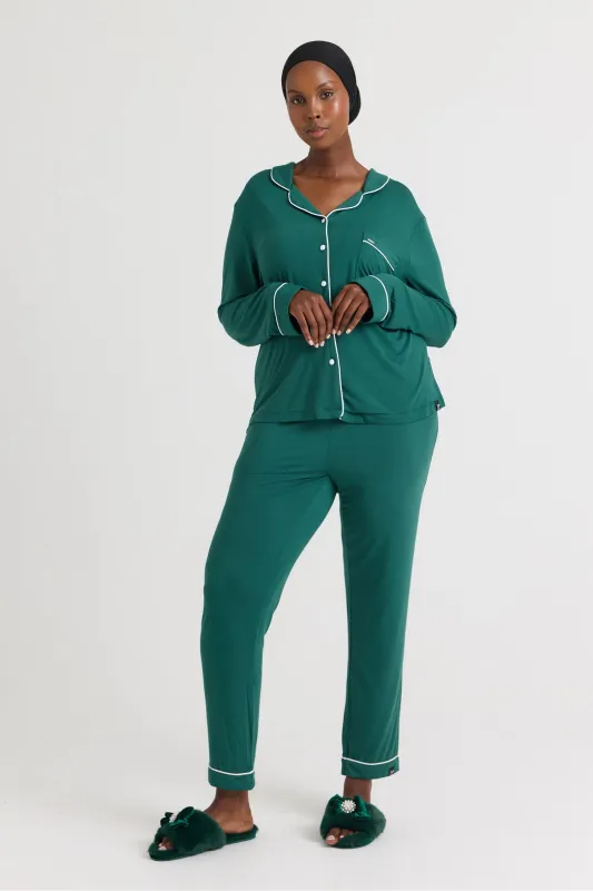 Bamboo Pajama Set in Green sold by Pretty You London