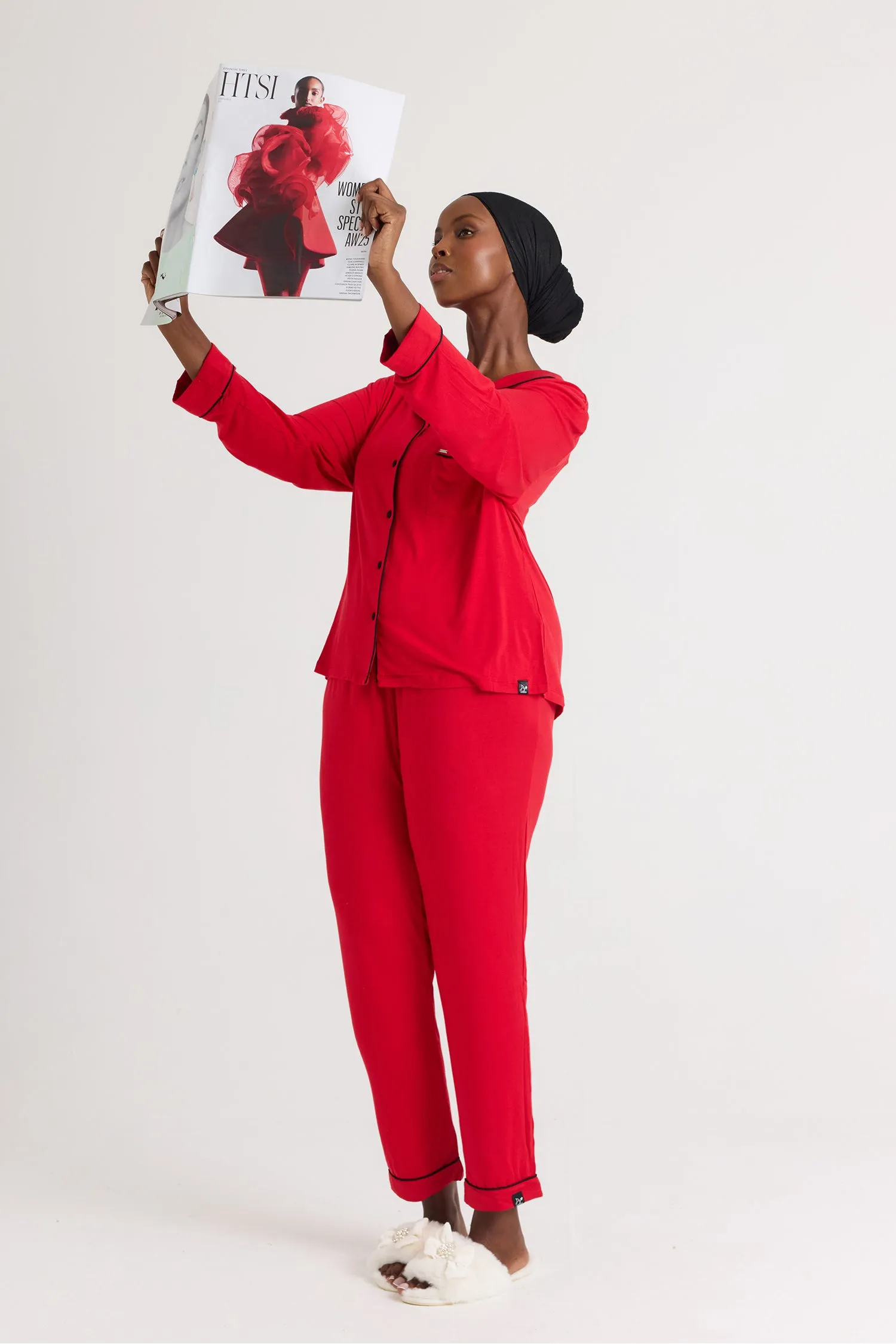 Bamboo Pajama Set in Red sold by Pretty You London product image thumbnail 5