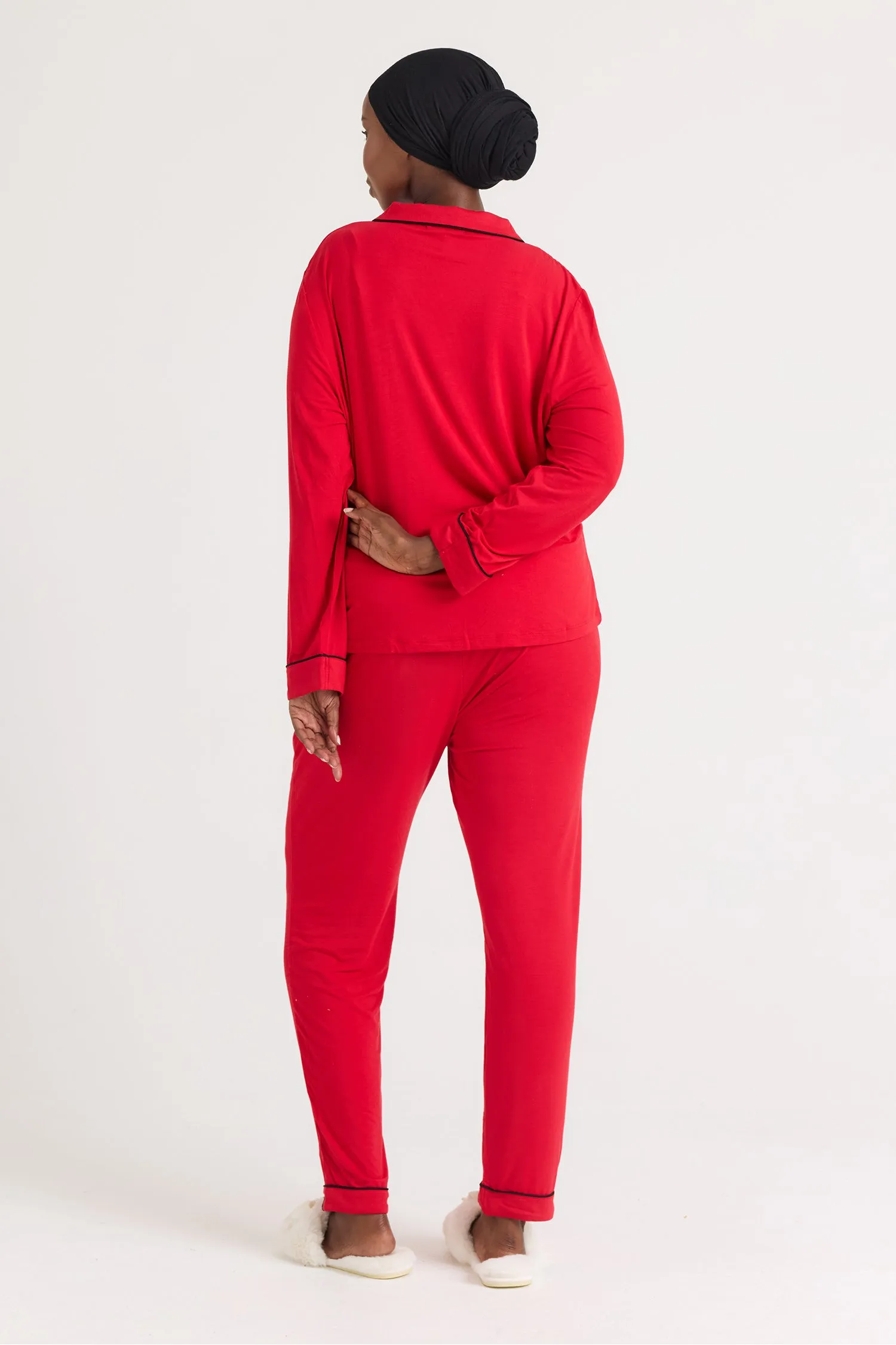 Bamboo Pajama Set in Red sold by Pretty You London product image thumbnail 3