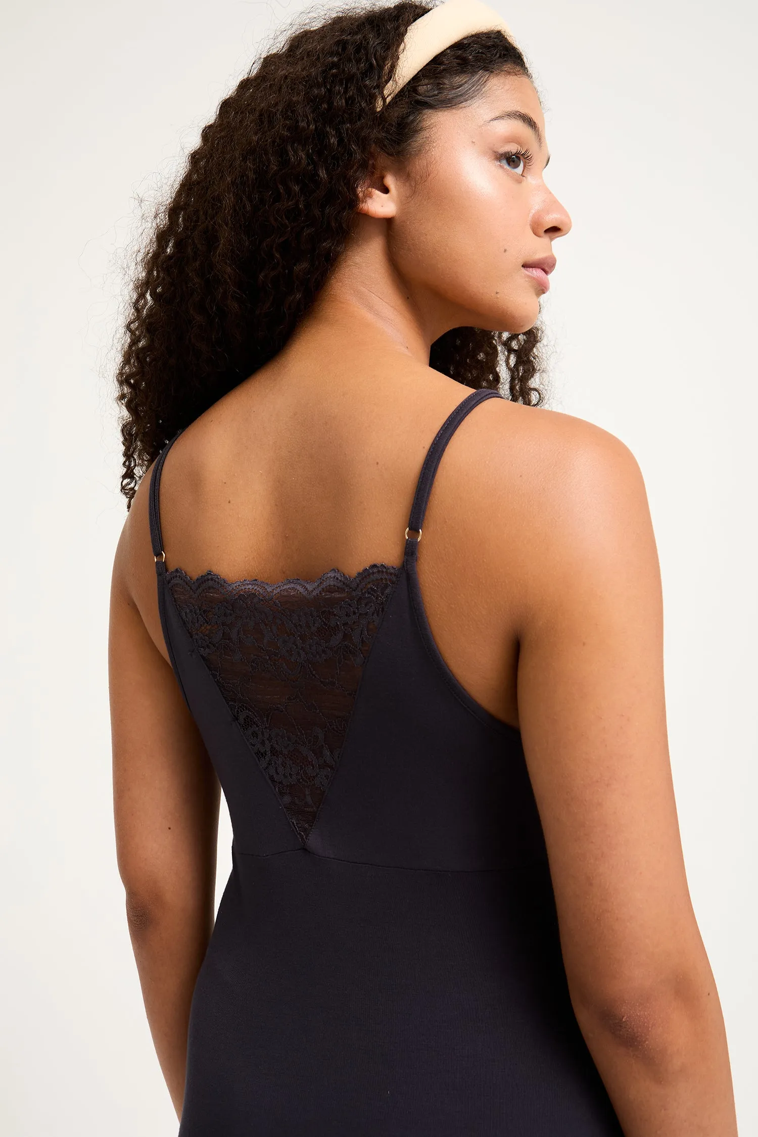 Bamboo Lace Midaxi Chemise in Raven sold by Pretty You London product image thumbnail 5