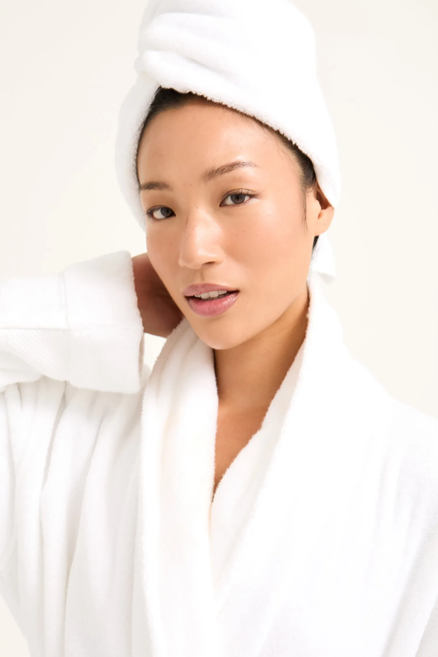 Bamboo Towelling Robe in Cloud White sold by Pretty You London product image thumbnail 2