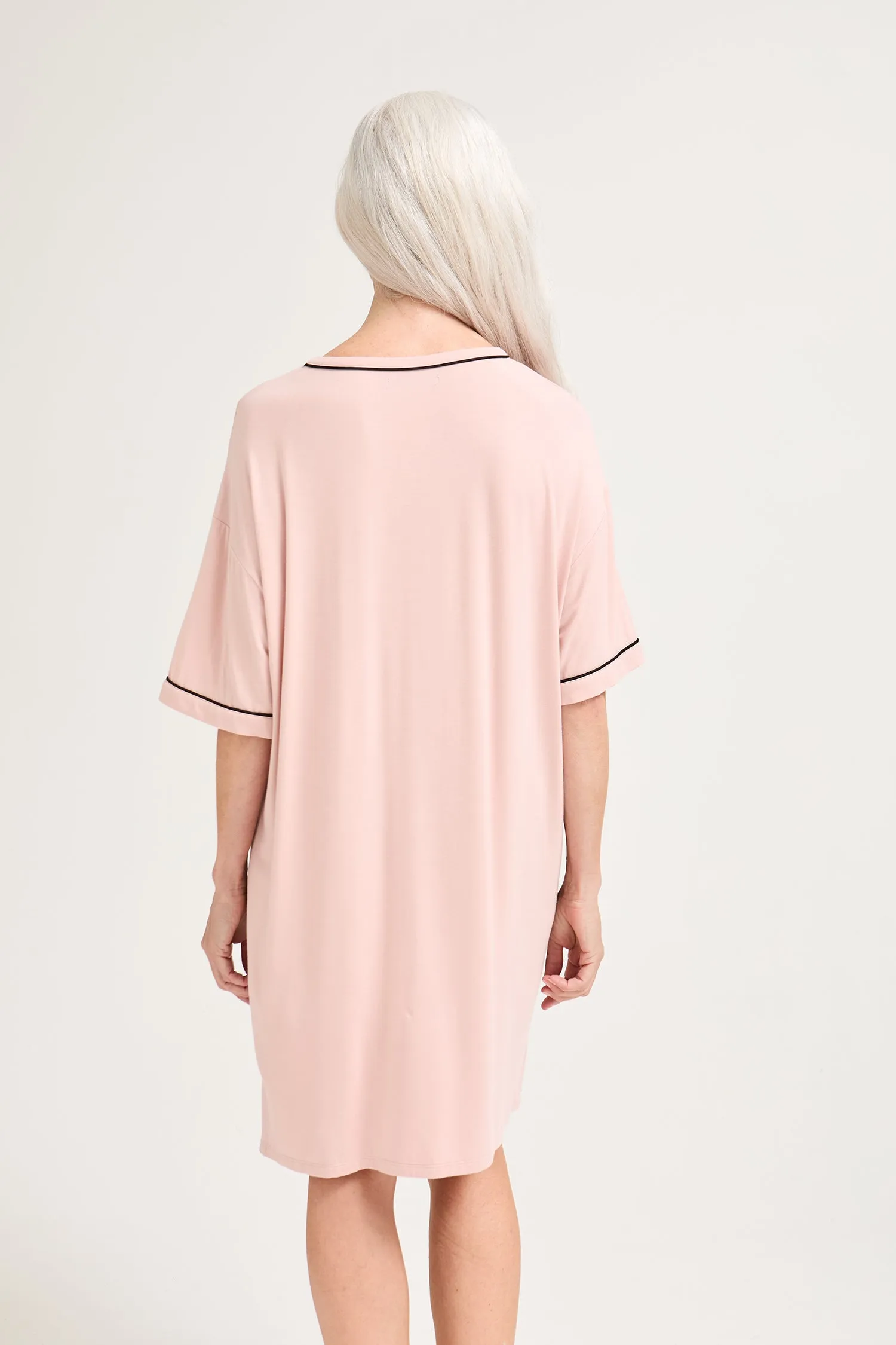 Bamboo Classic Tee Dress in Pink sold by Pretty You London product image thumbnail 3