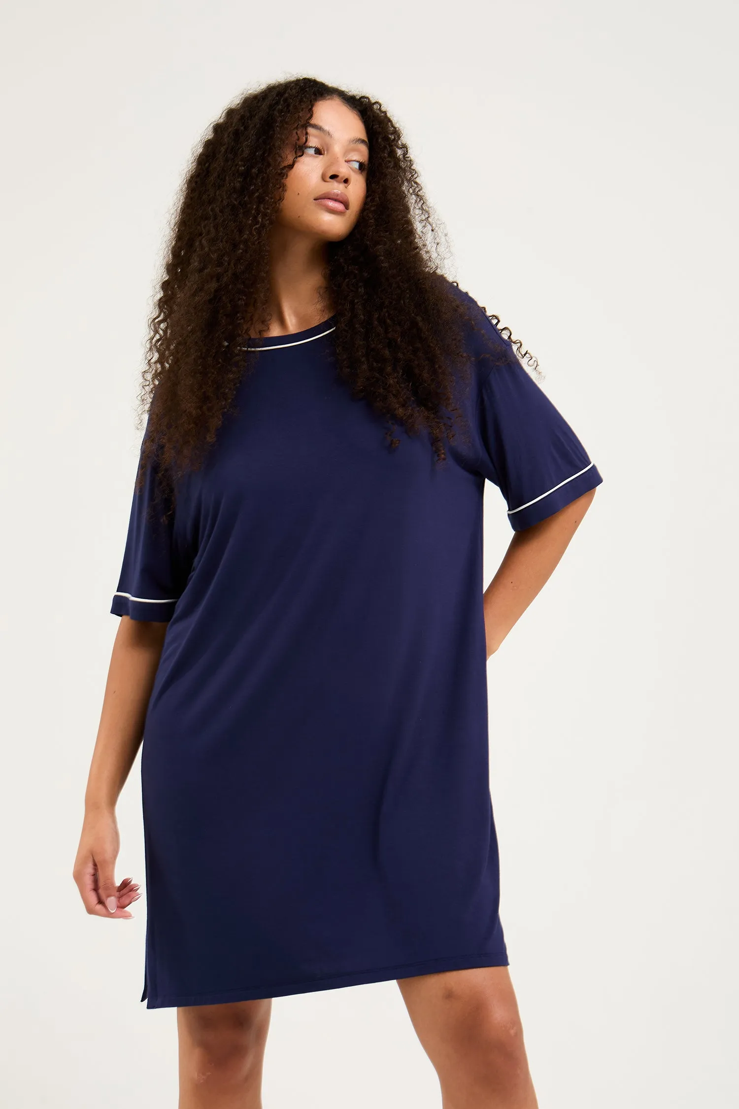 Bamboo Classic Tee Dress in Midnight sold by Pretty You London product image thumbnail 4
