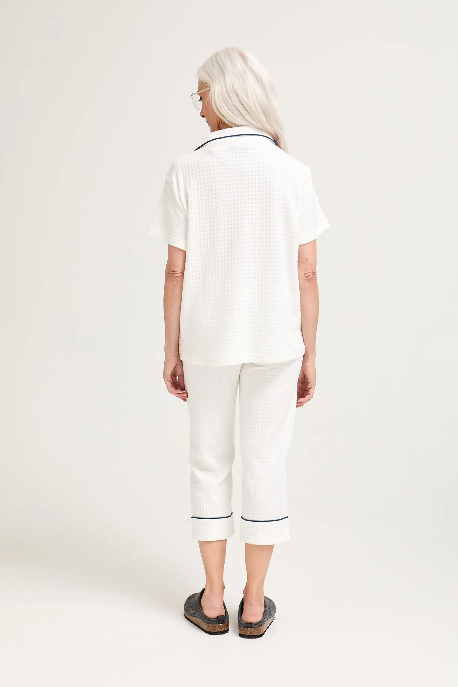 Luxury Suite Waffle Short Shirt Trouser Set in White sold by Pretty You London product image thumbnail 3