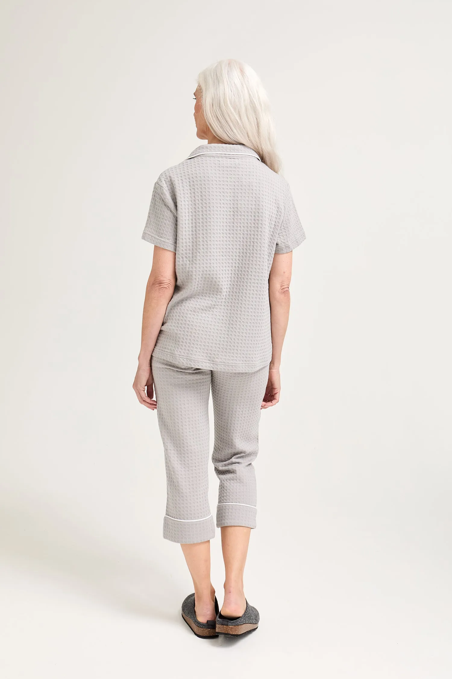Luxury Suite Waffle Short Shirt Trouser Set in Gray sold by Pretty You London product image thumbnail 3